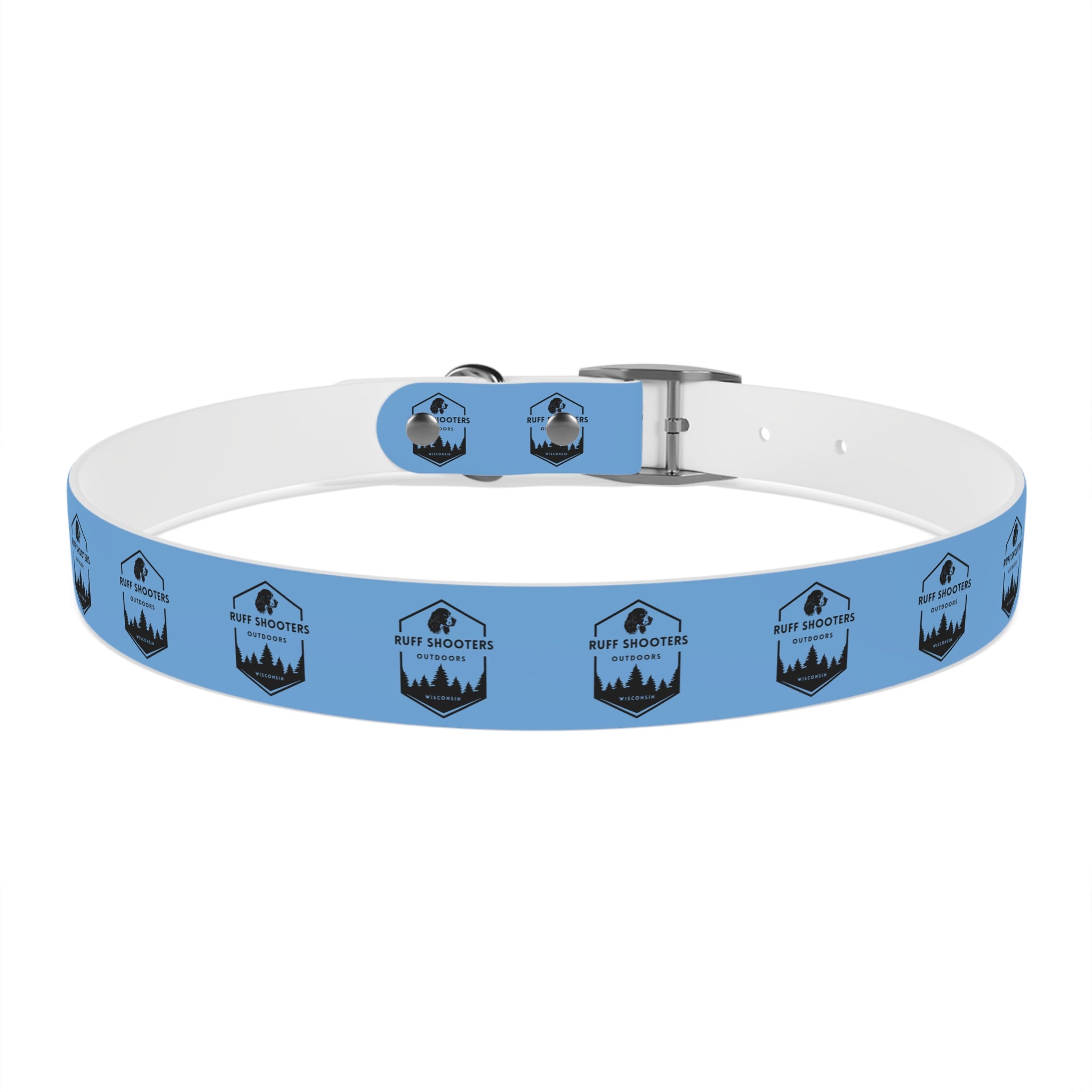 Ruff Shooters Logo Dog Collar — Light Blue Outdoor Adventure Pet Collar