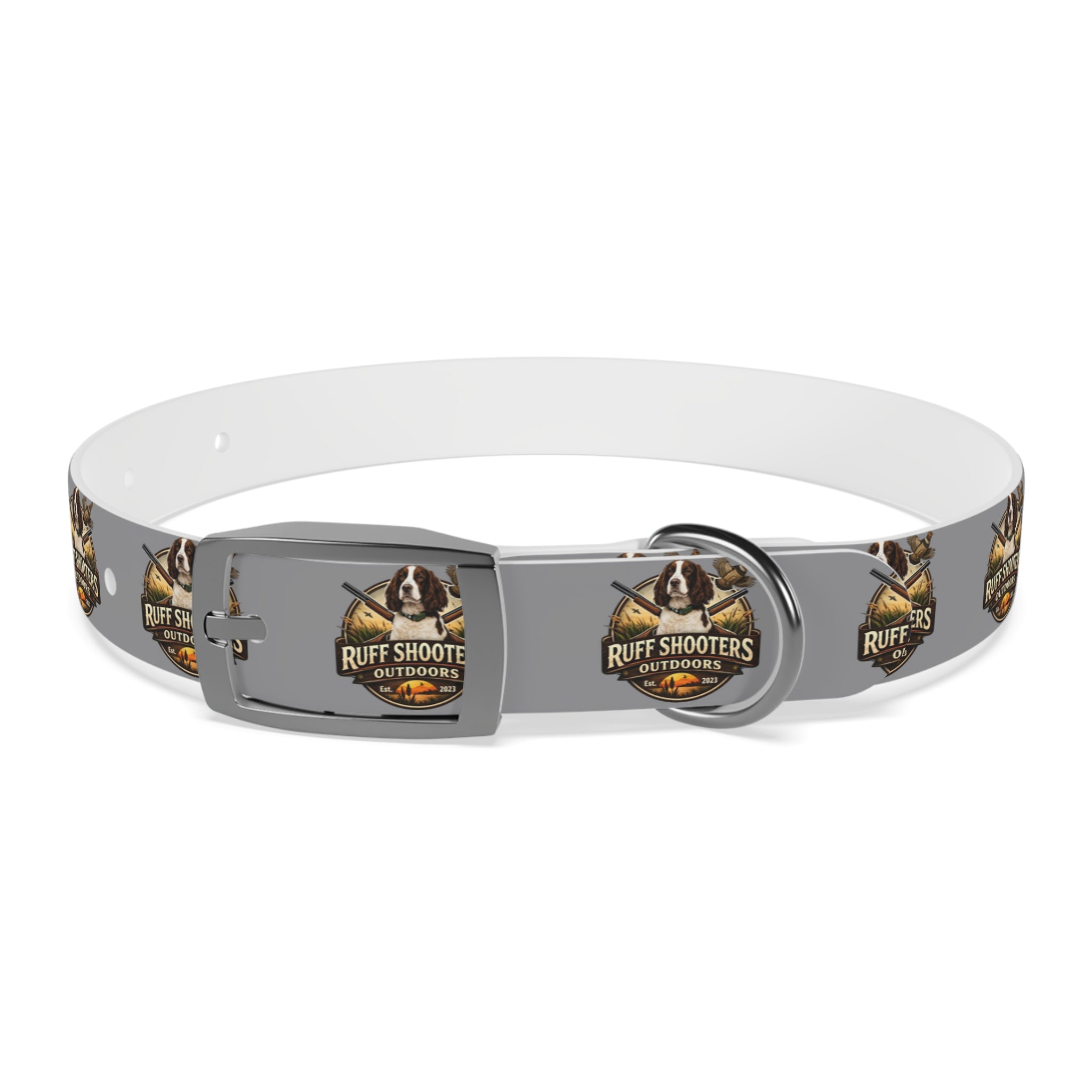 Ruff Shooters Grouse Logo Dog Collar —Grey Outdoor Adventure Pet Collar
