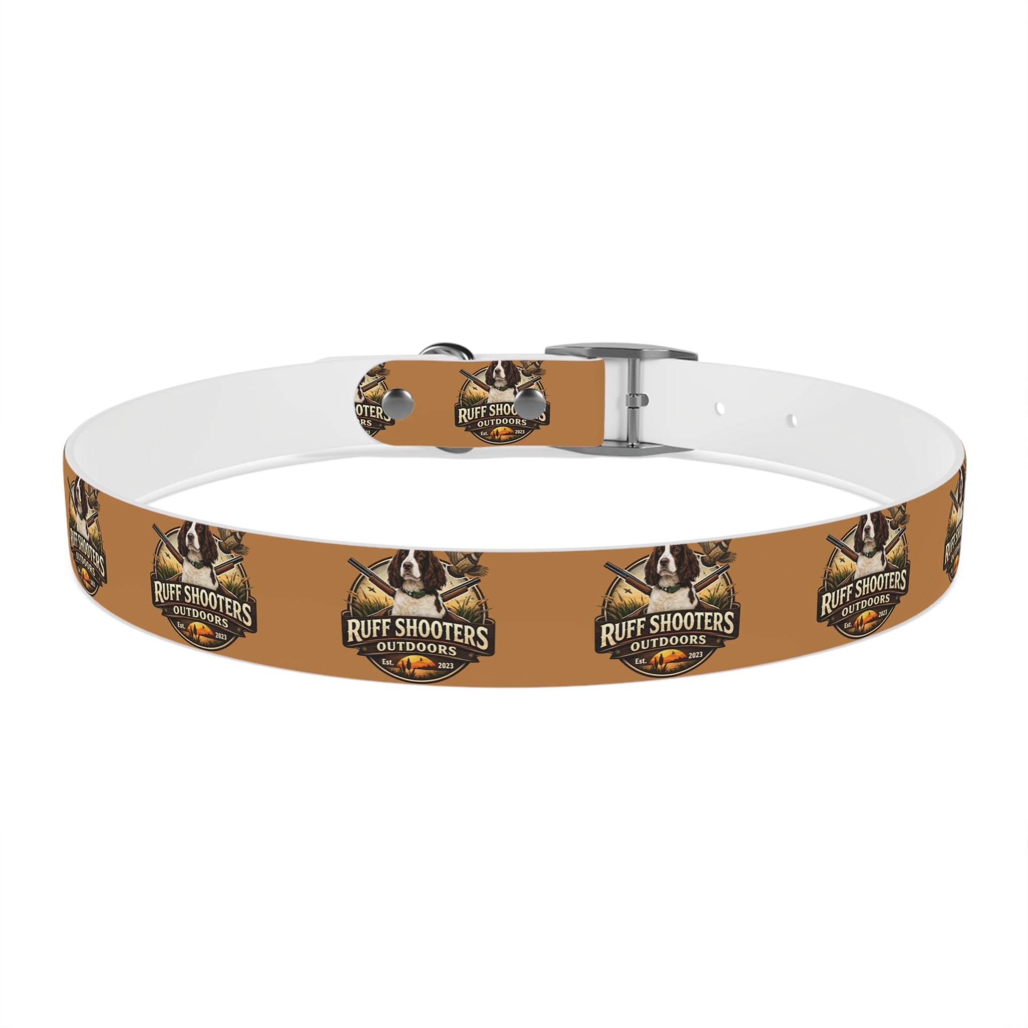 Ruff Shooters Grouse Logo Dog Collar —Tan Outdoor Adventure Pet Collar