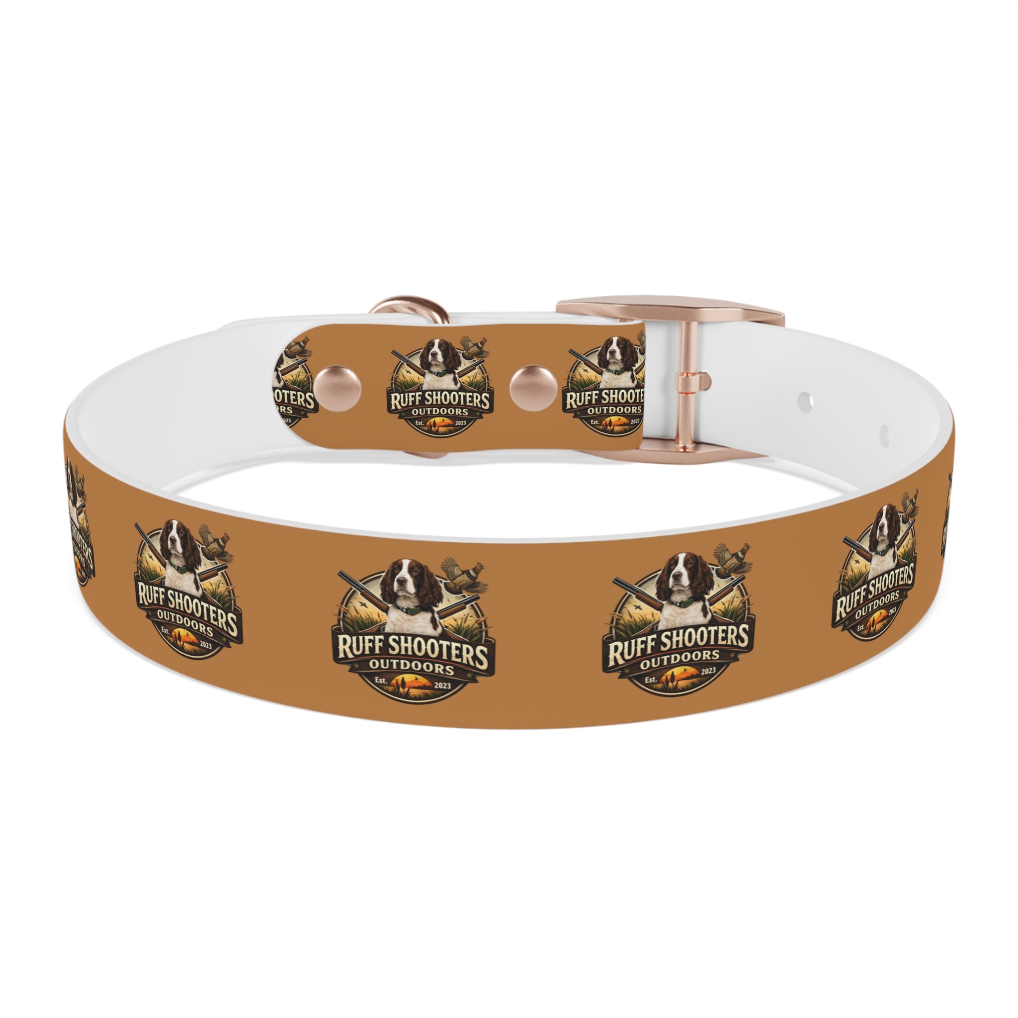 Ruff Shooters Grouse Logo Dog Collar —Tan Outdoor Adventure Pet Collar