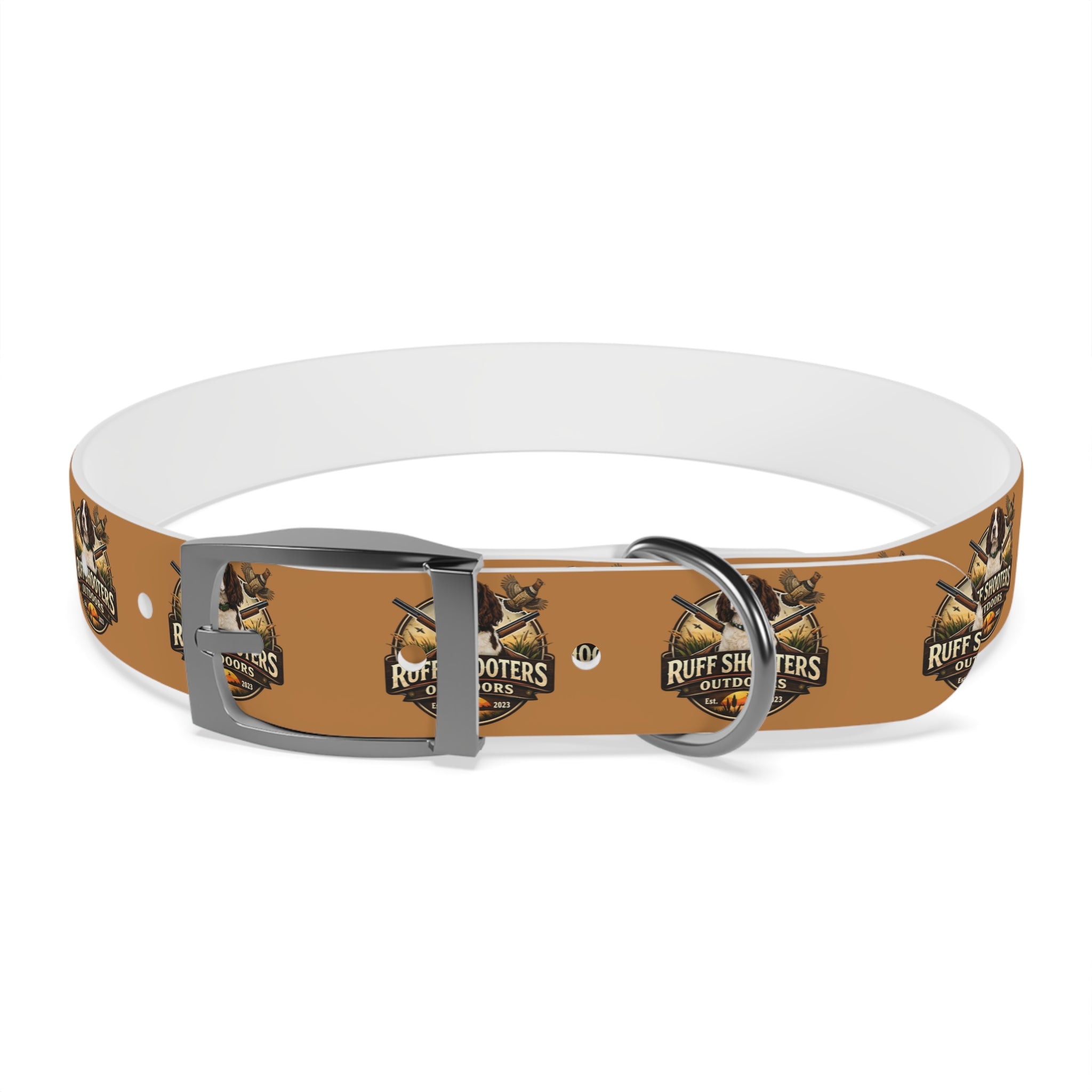 Ruff Shooters Grouse Logo Dog Collar —Tan Outdoor Adventure Pet Collar