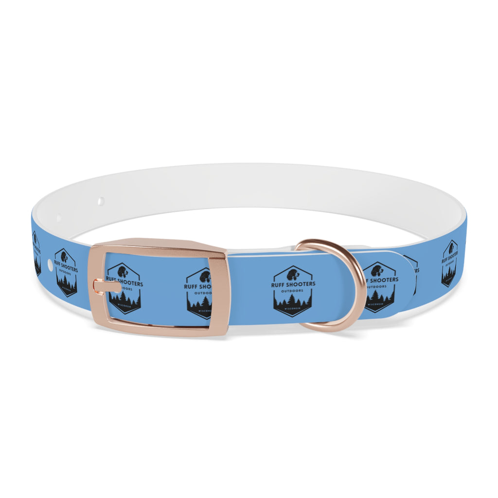 Ruff Shooters Logo Dog Collar — Light Blue Outdoor Adventure Pet Collar