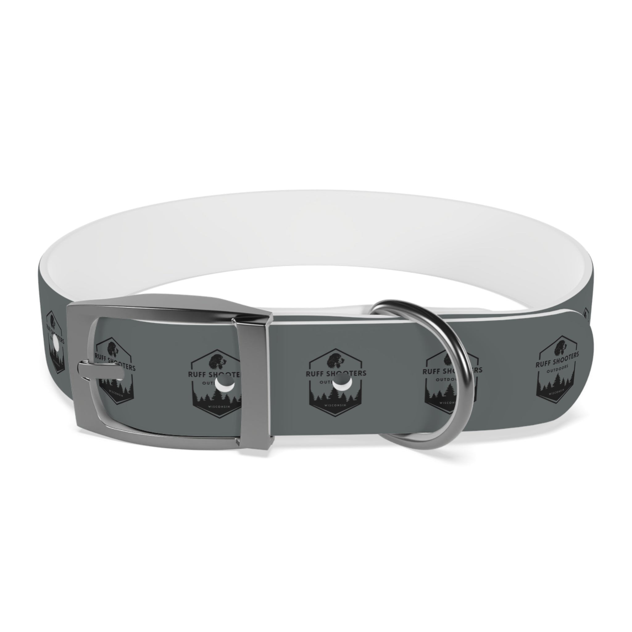 Ruff Shooters Logo Dog Collar — Grey Outdoor Adventure Pet Collar