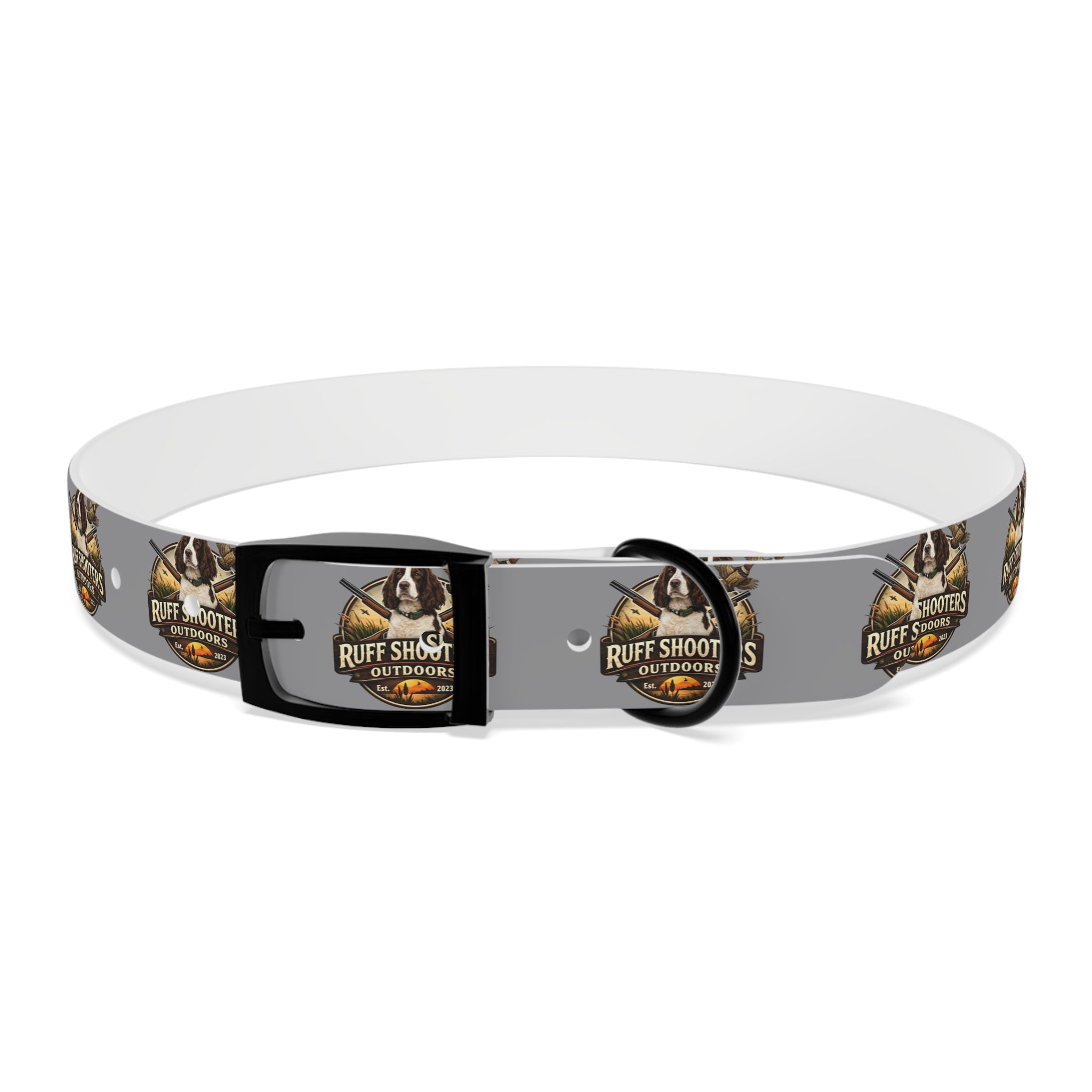 Ruff Shooters Grouse Logo Dog Collar —Grey Outdoor Adventure Pet Collar