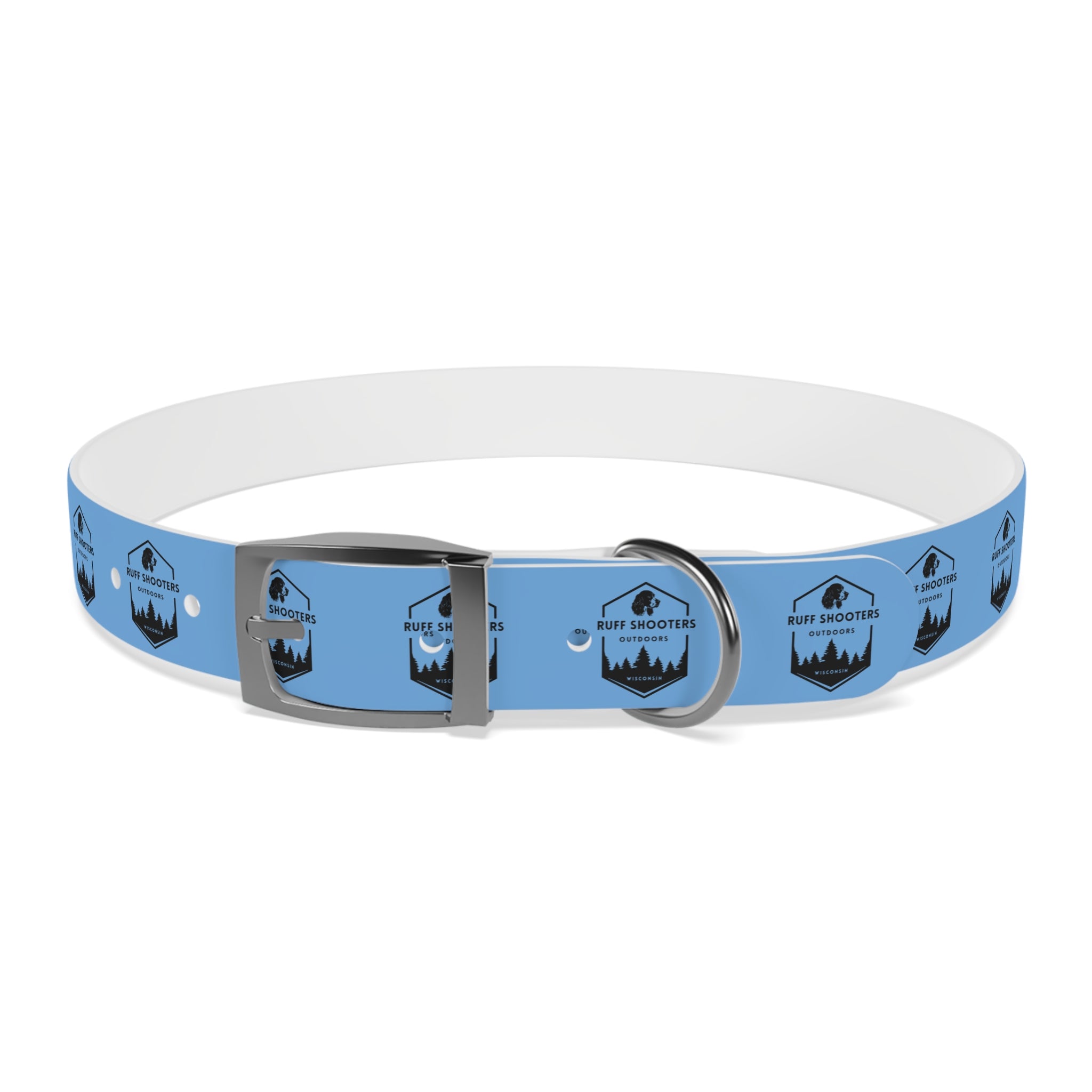 Ruff Shooters Logo Dog Collar — Light Blue Outdoor Adventure Pet Collar