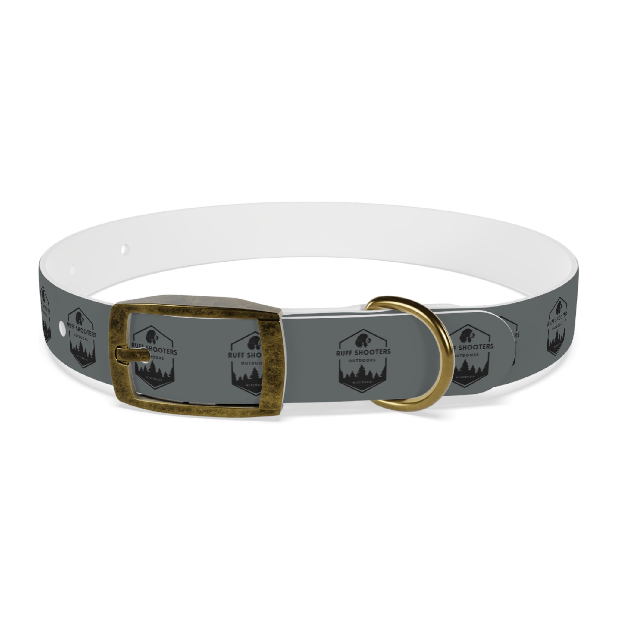 Ruff Shooters Logo Dog Collar — Grey Outdoor Adventure Pet Collar