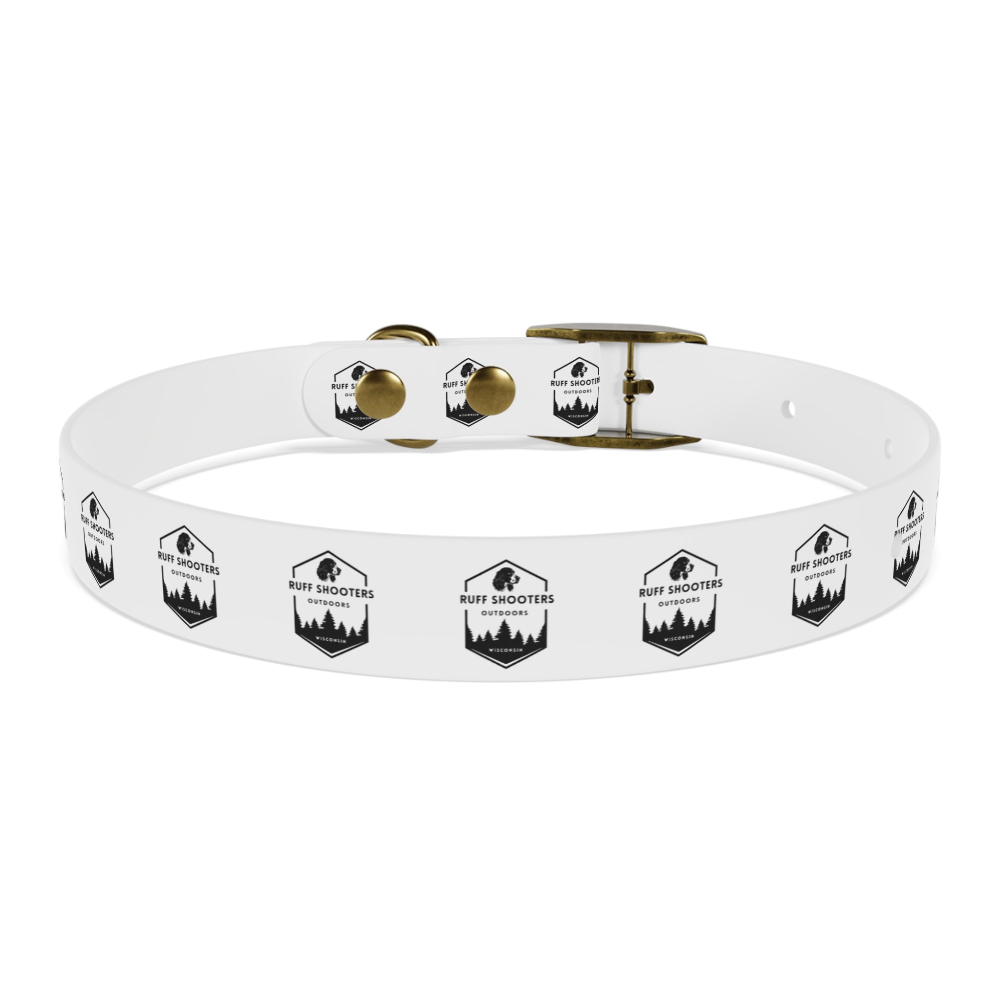 Ruff Shooters Logo Dog Collar — White Outdoor Adventure Pet Collar