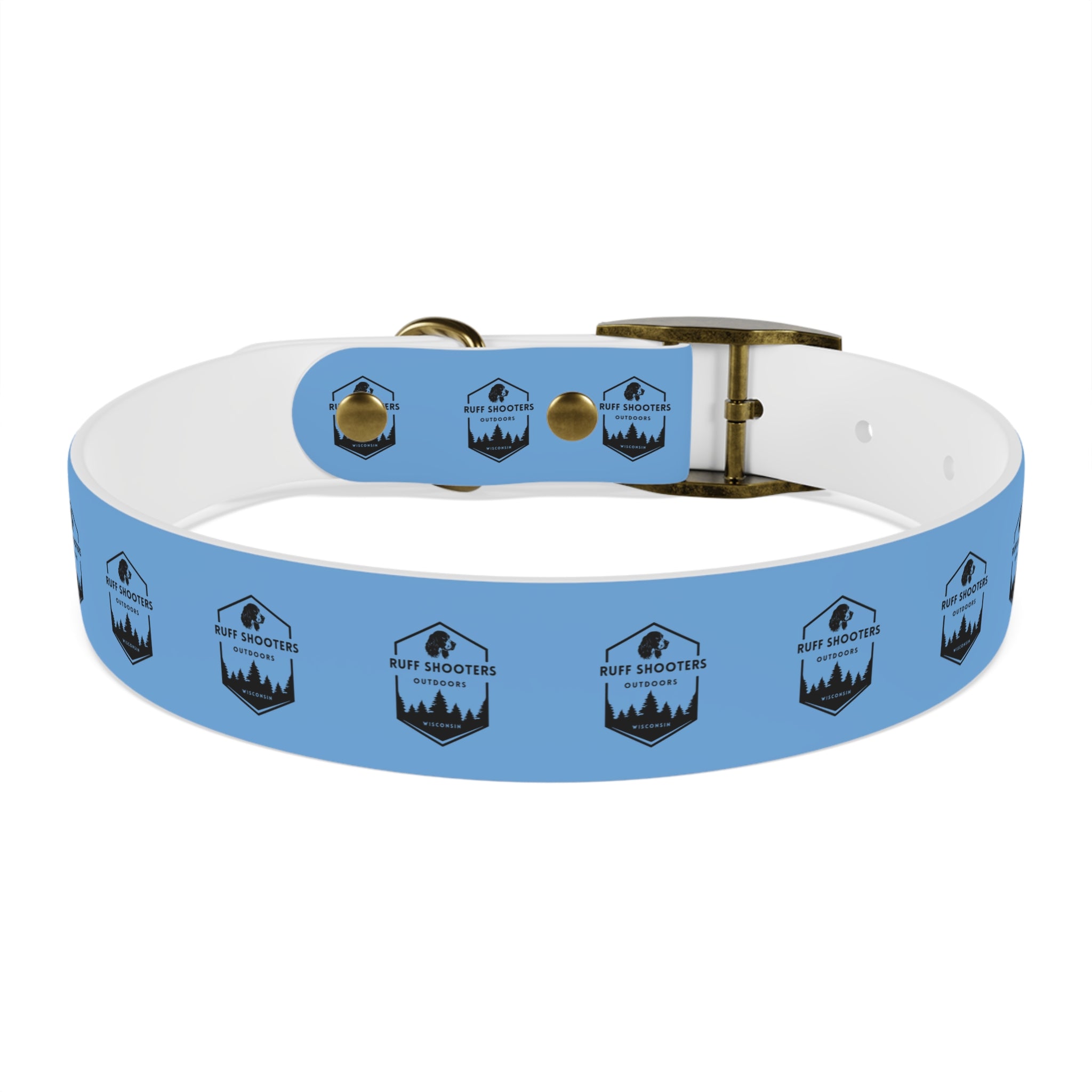 Ruff Shooters Logo Dog Collar — Light Blue Outdoor Adventure Pet Collar