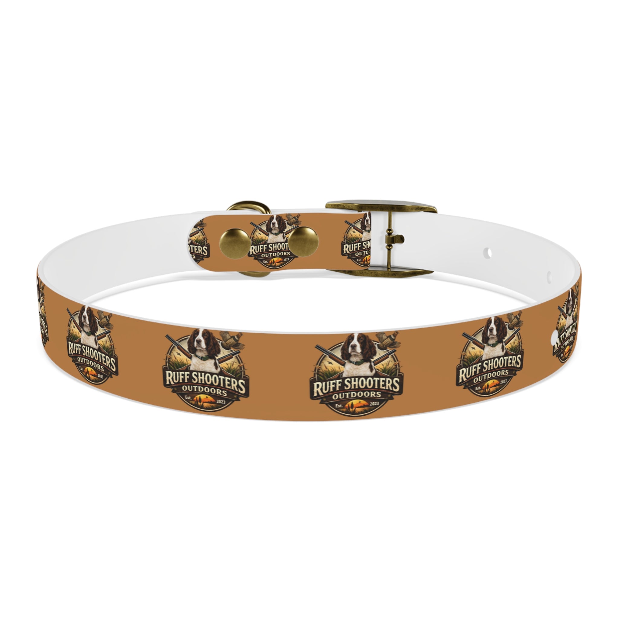 Ruff Shooters Grouse Logo Dog Collar —Tan Outdoor Adventure Pet Collar