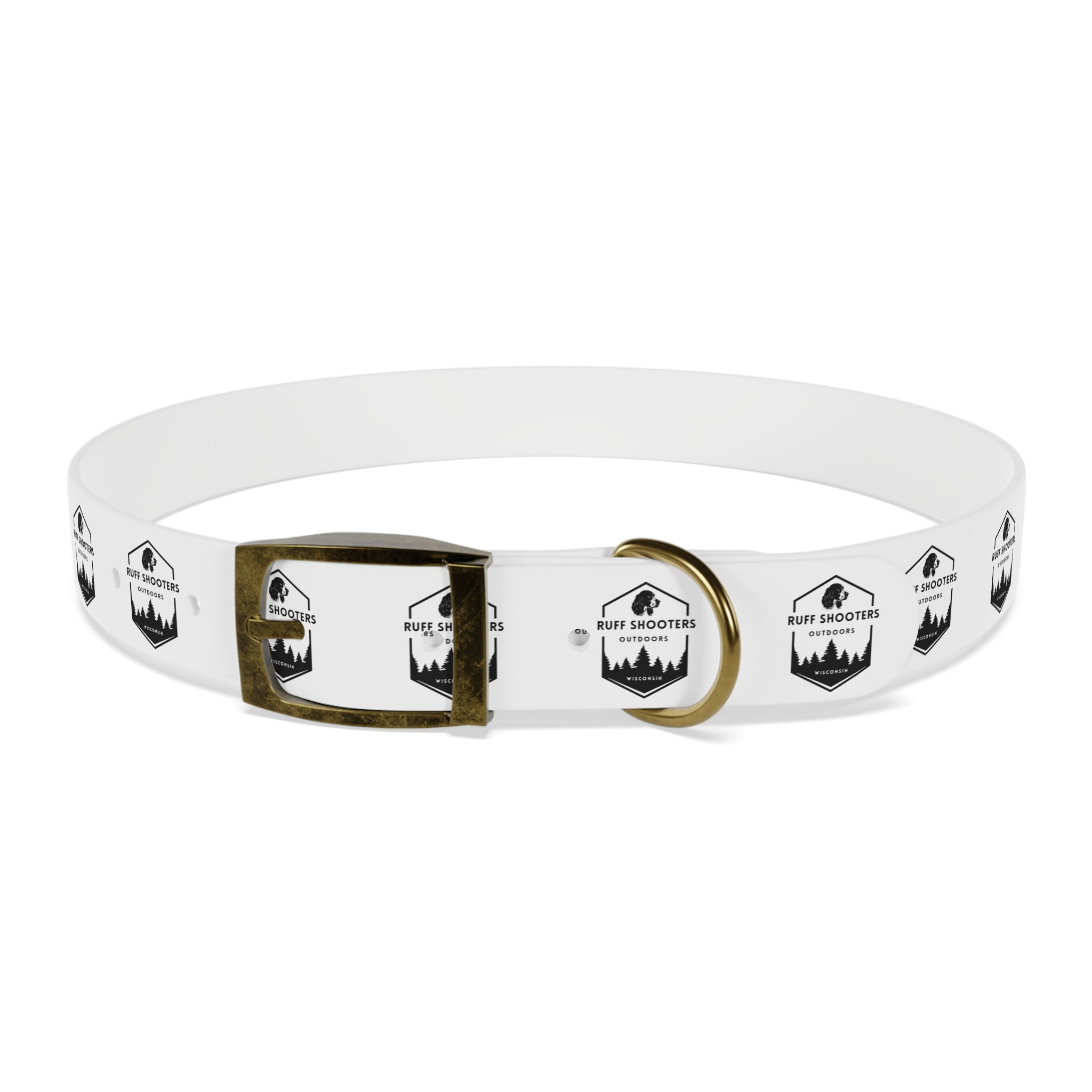 Ruff Shooters Logo Dog Collar — White Outdoor Adventure Pet Collar