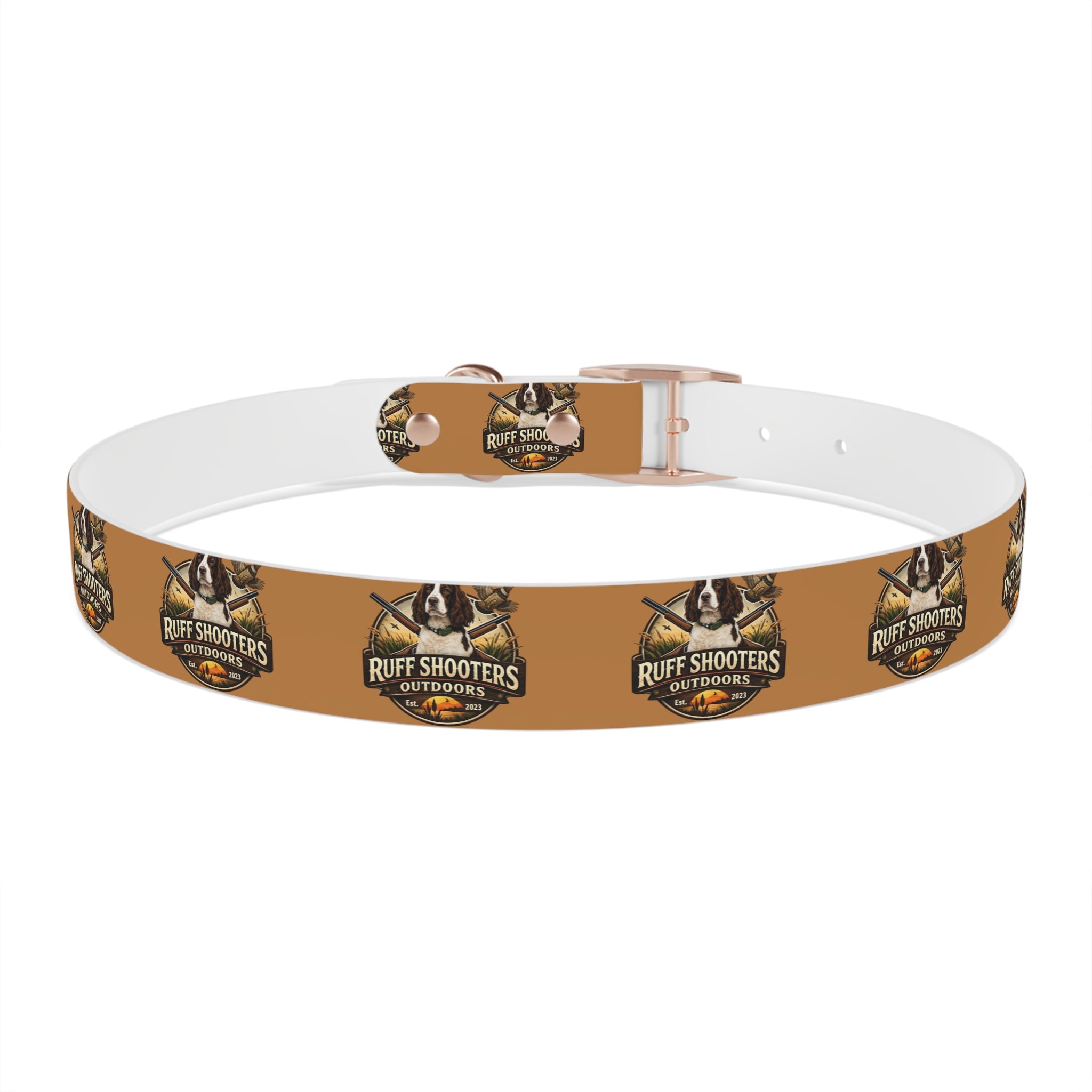 Ruff Shooters Grouse Logo Dog Collar —Tan Outdoor Adventure Pet Collar
