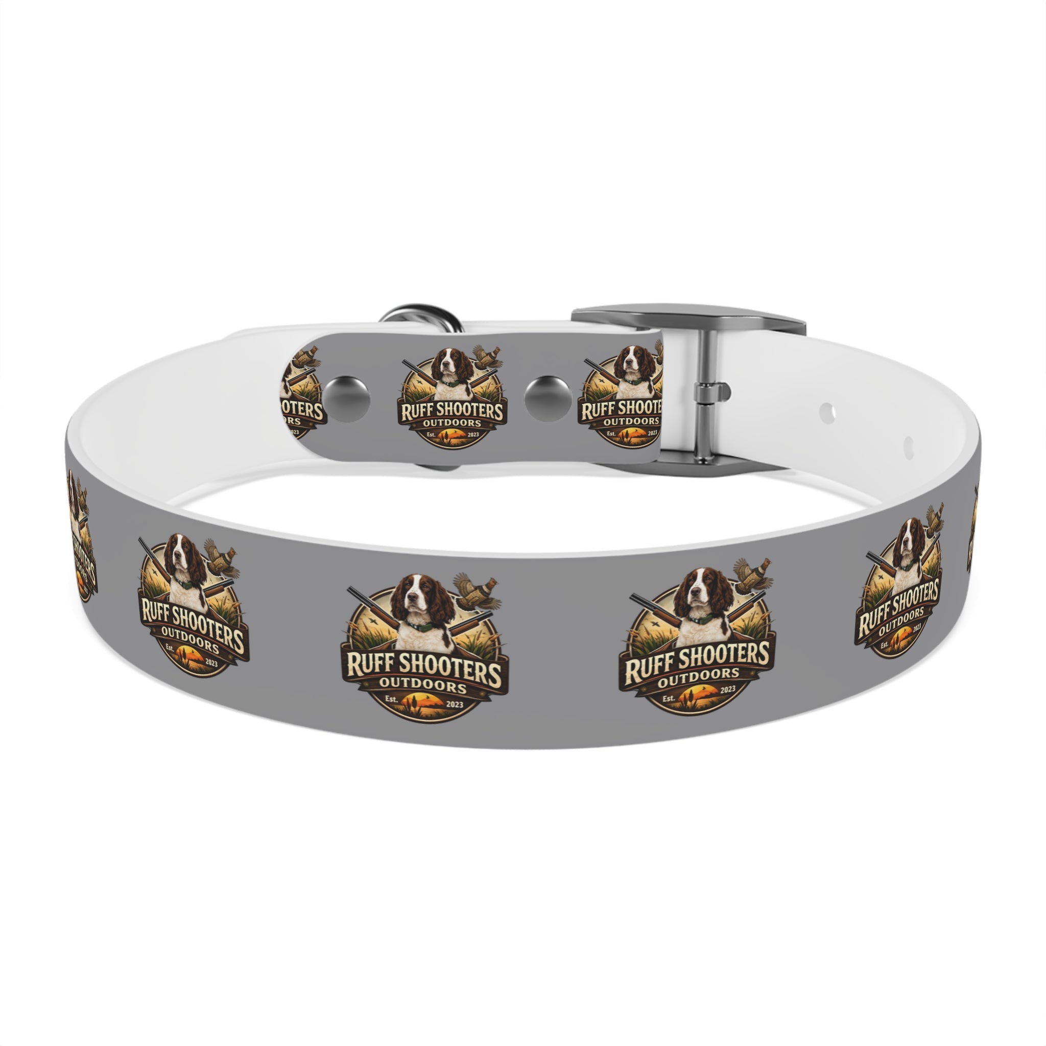 Ruff Shooters Grouse Logo Dog Collar —Grey Outdoor Adventure Pet Collar