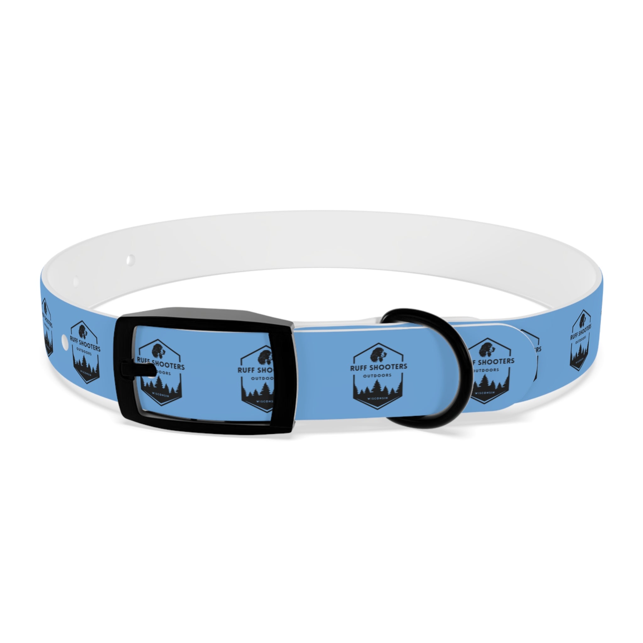 Ruff Shooters Logo Dog Collar — Light Blue Outdoor Adventure Pet Collar