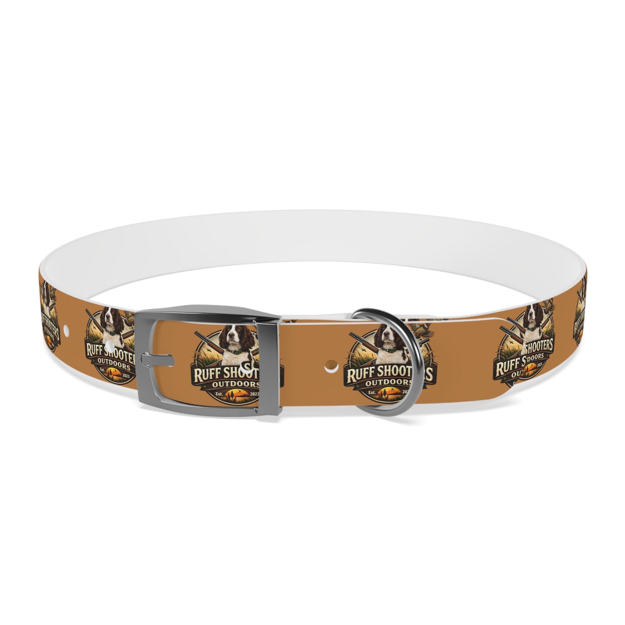 Ruff Shooters Grouse Logo Dog Collar —Tan Outdoor Adventure Pet Collar