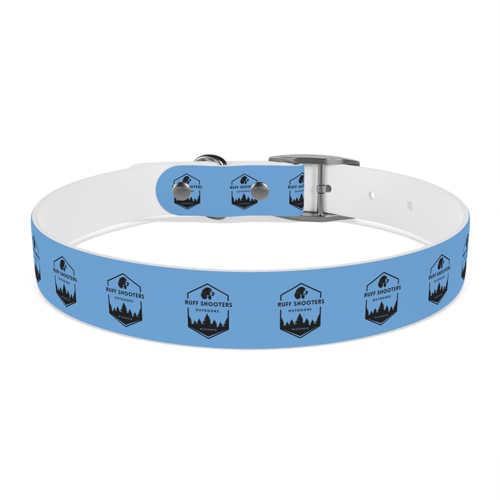 Ruff Shooters Logo Dog Collar — Light Blue Outdoor Adventure Pet Collar