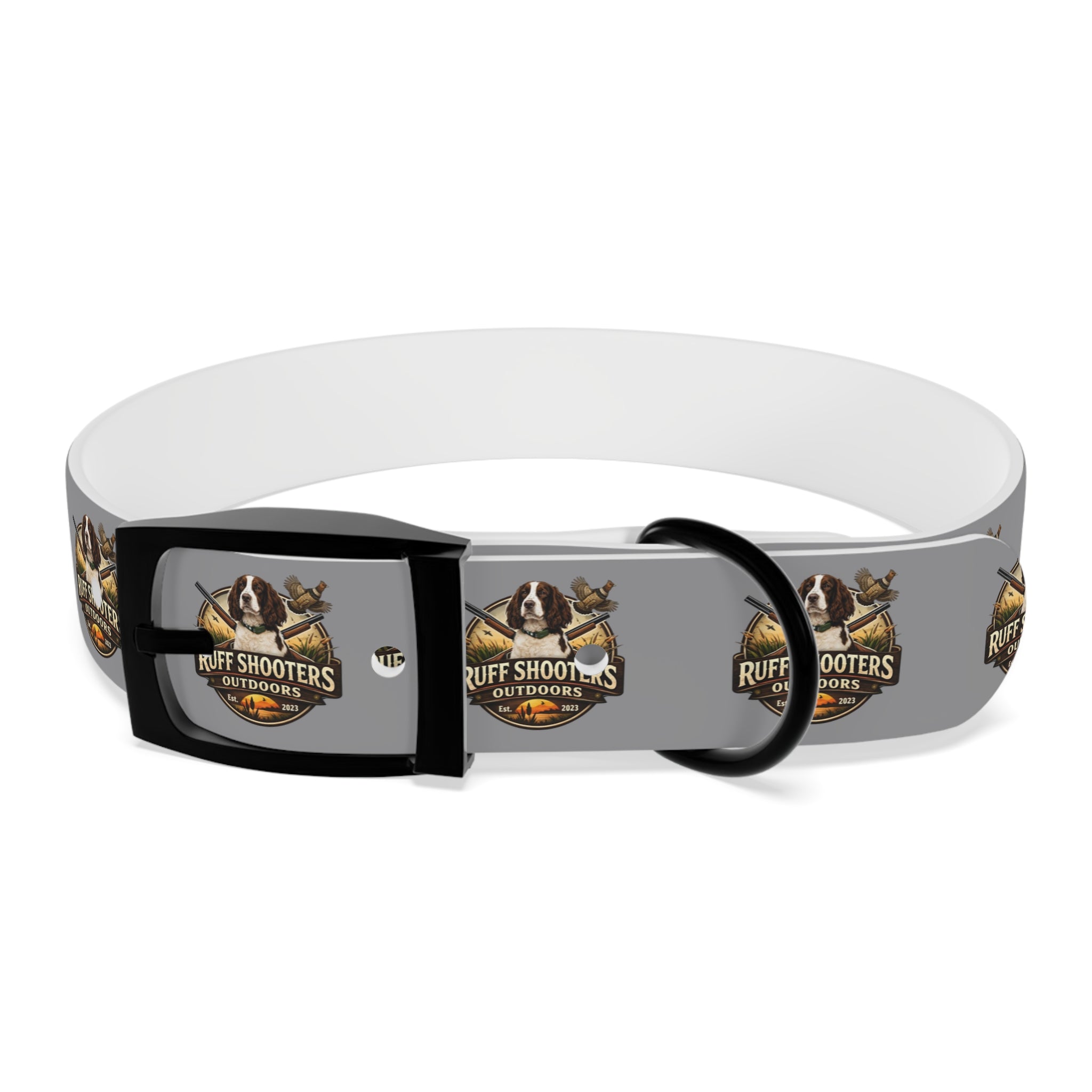 Ruff Shooters Grouse Logo Dog Collar —Grey Outdoor Adventure Pet Collar
