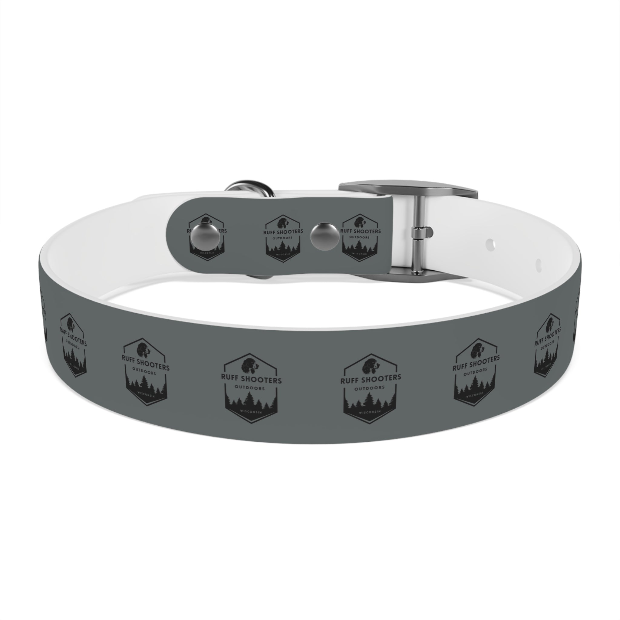Ruff Shooters Logo Dog Collar — Grey Outdoor Adventure Pet Collar