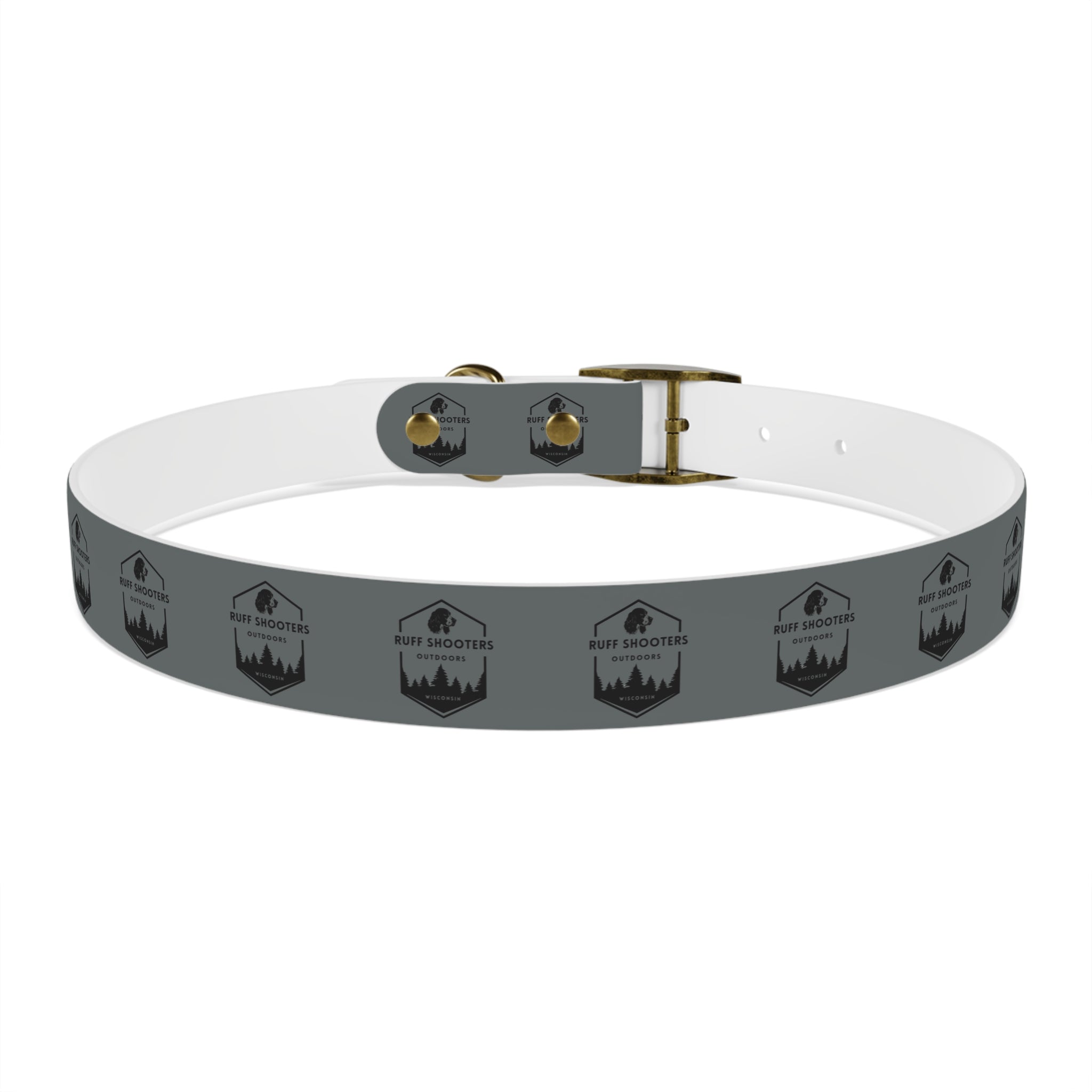Ruff Shooters Logo Dog Collar — Grey Outdoor Adventure Pet Collar