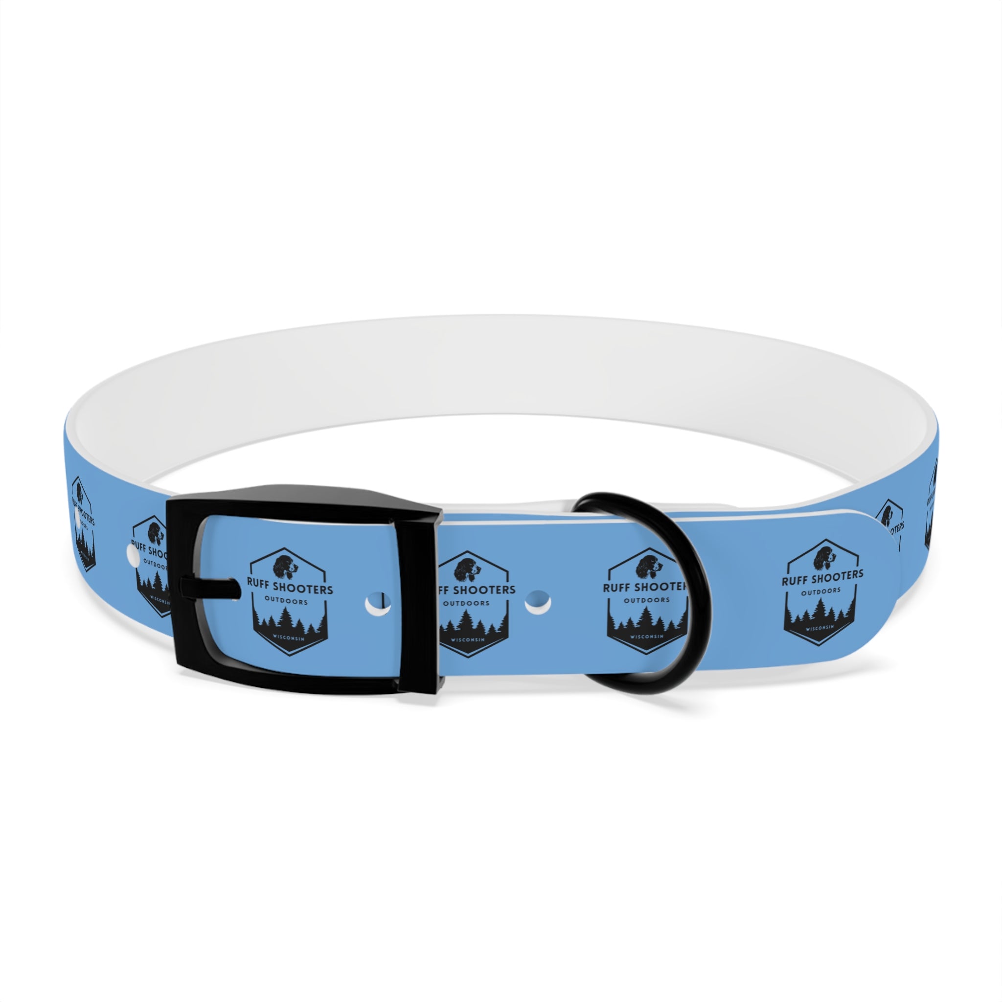 Ruff Shooters Logo Dog Collar — Light Blue Outdoor Adventure Pet Collar