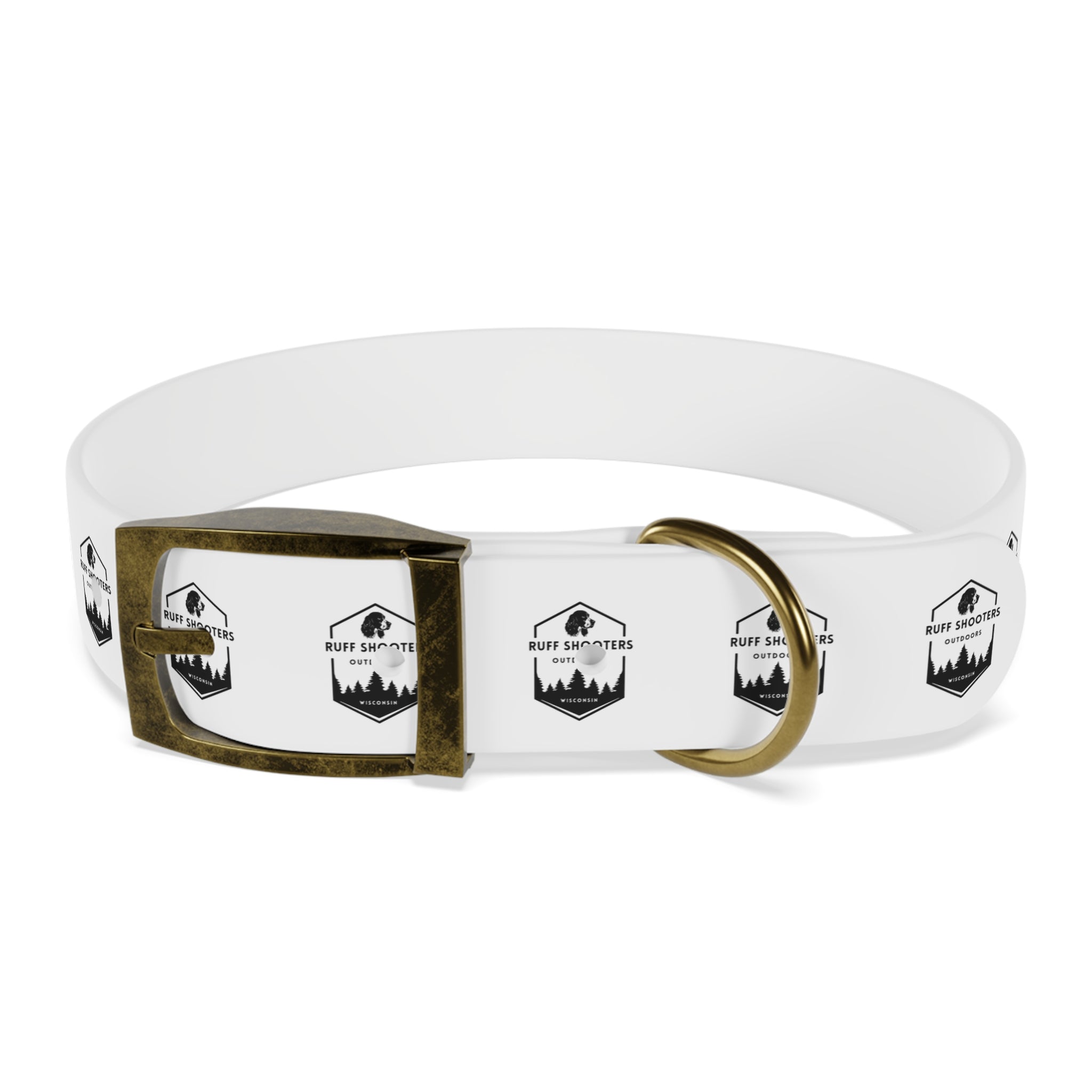 Ruff Shooters Logo Dog Collar — White Outdoor Adventure Pet Collar