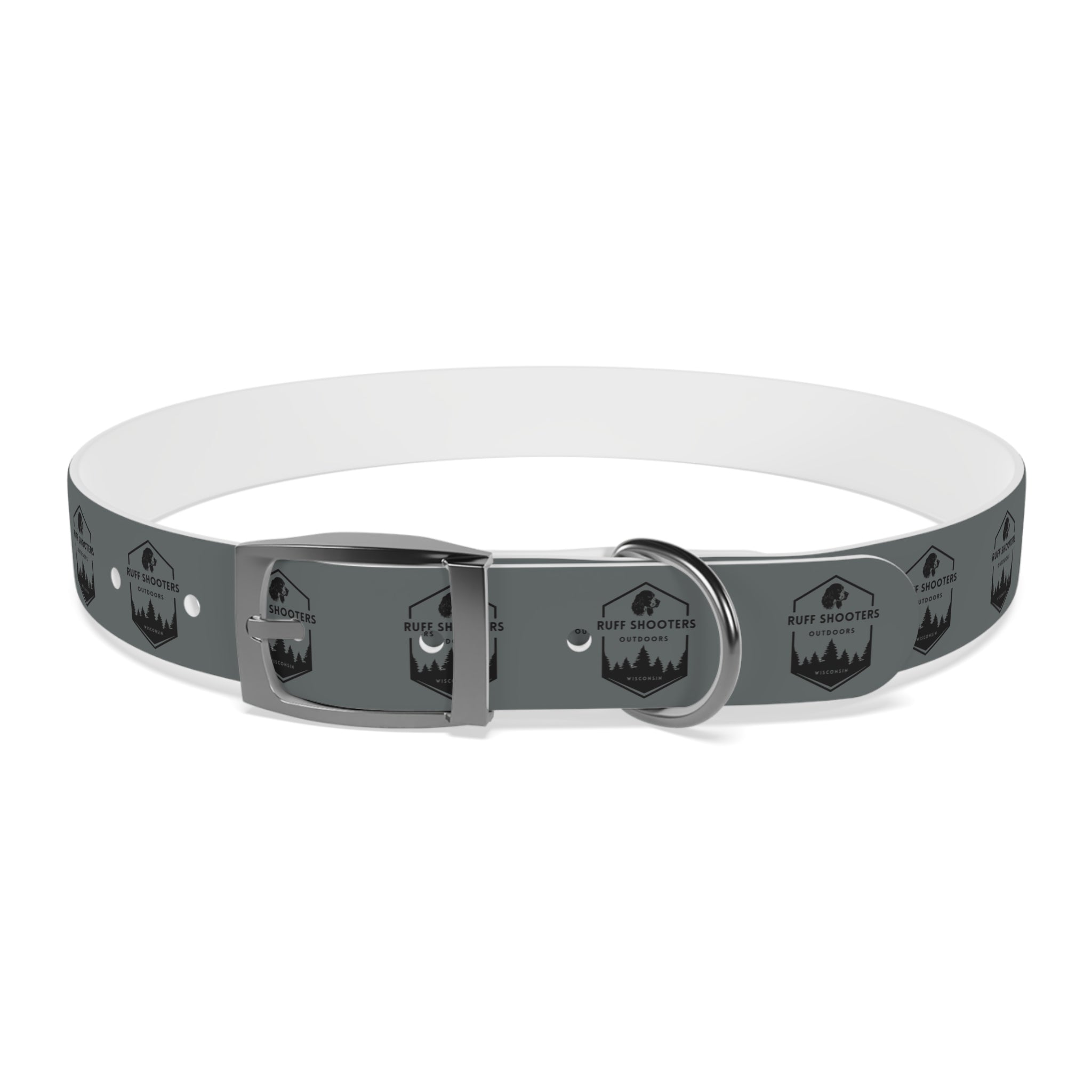 Ruff Shooters Logo Dog Collar — Grey Outdoor Adventure Pet Collar