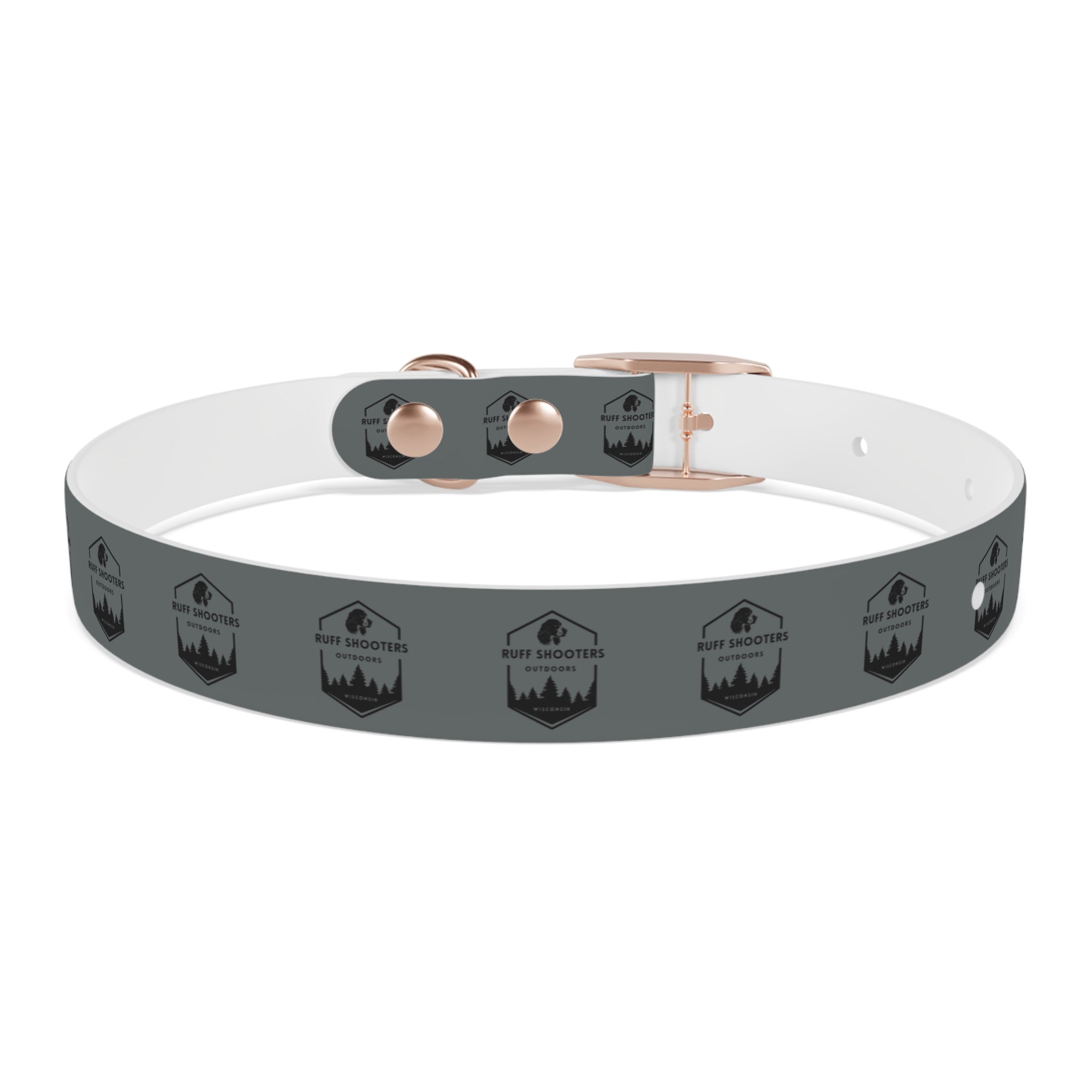 Ruff Shooters Logo Dog Collar — Grey Outdoor Adventure Pet Collar