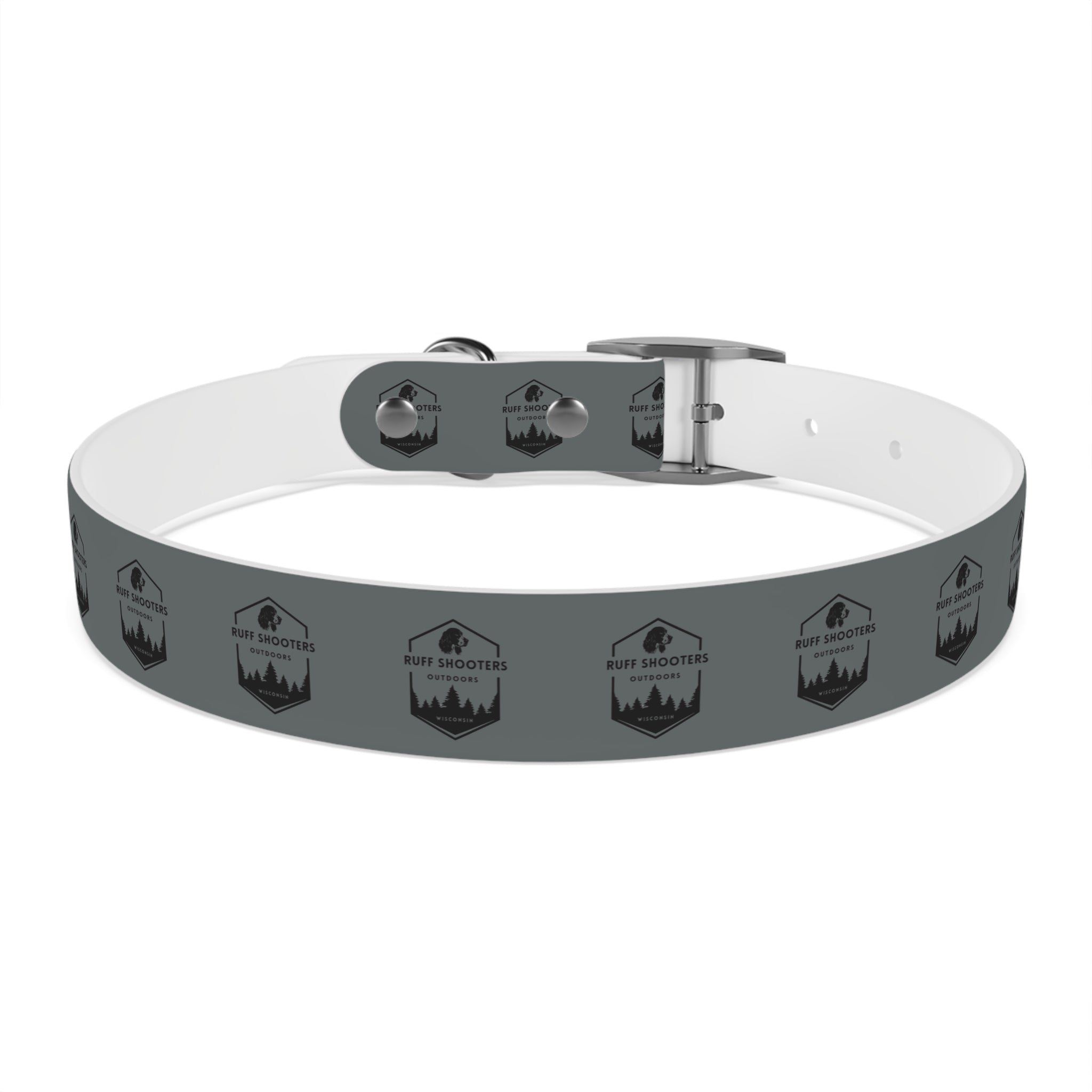Ruff Shooters Logo Dog Collar — Grey Outdoor Adventure Pet Collar