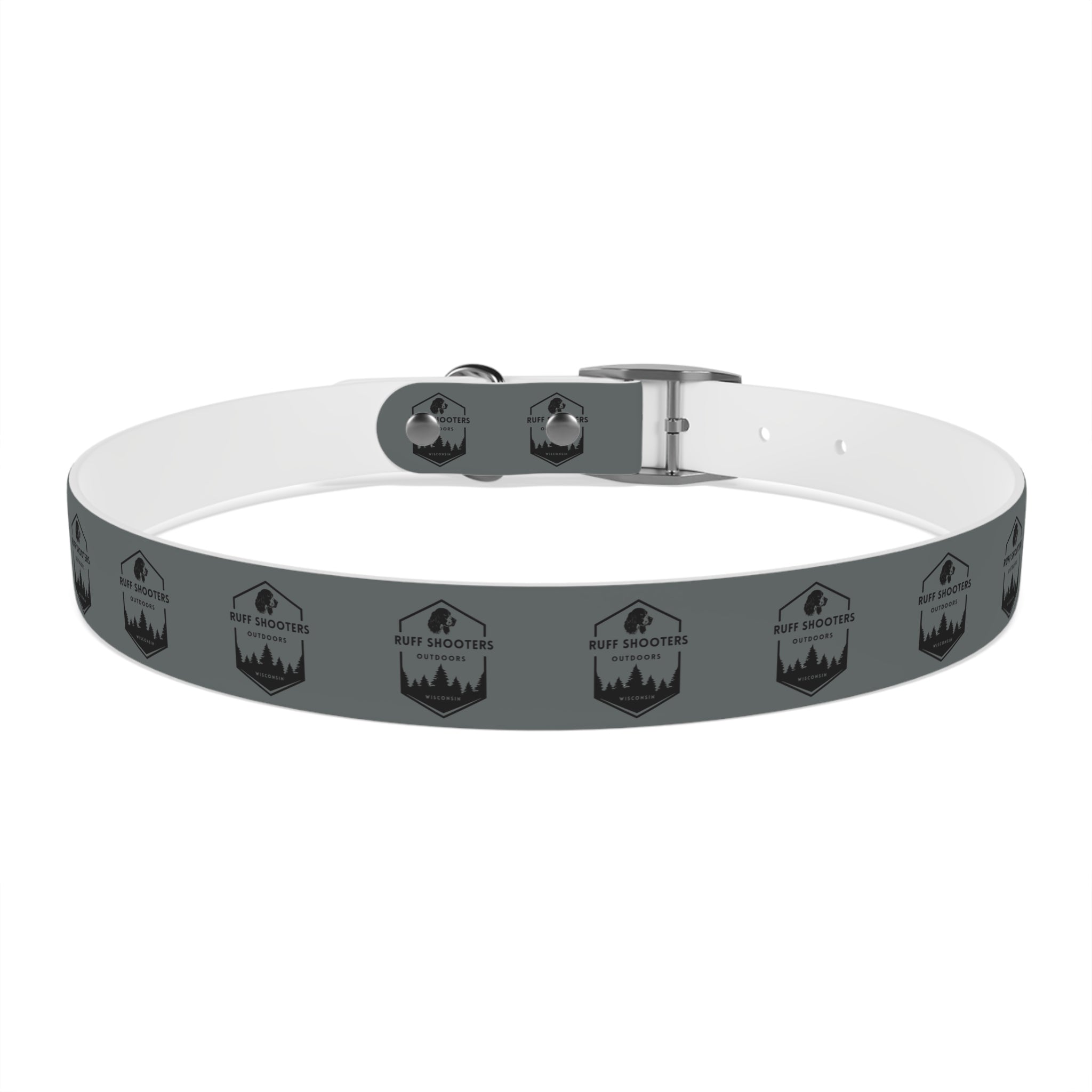 Ruff Shooters Logo Dog Collar — Grey Outdoor Adventure Pet Collar