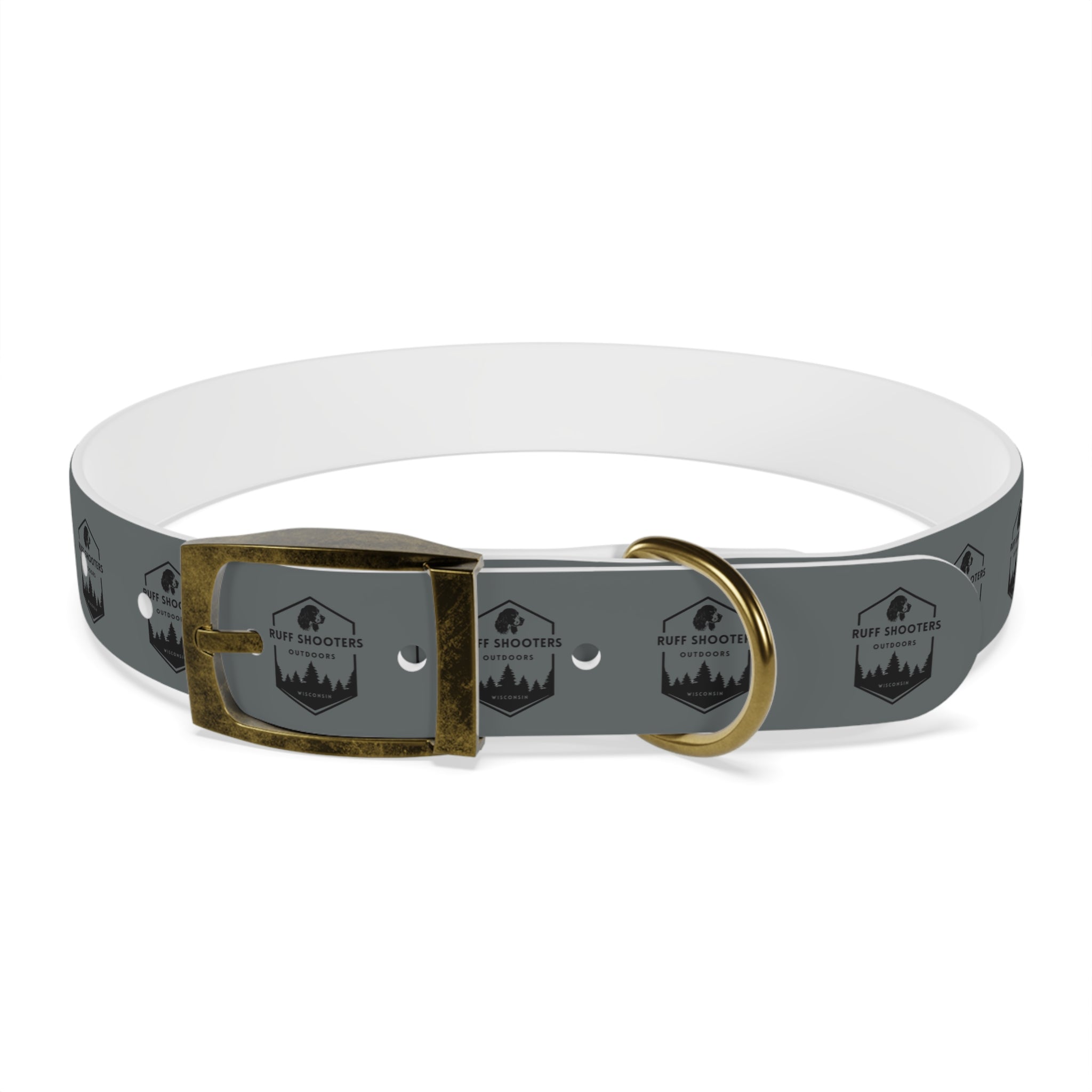 Ruff Shooters Logo Dog Collar — Grey Outdoor Adventure Pet Collar