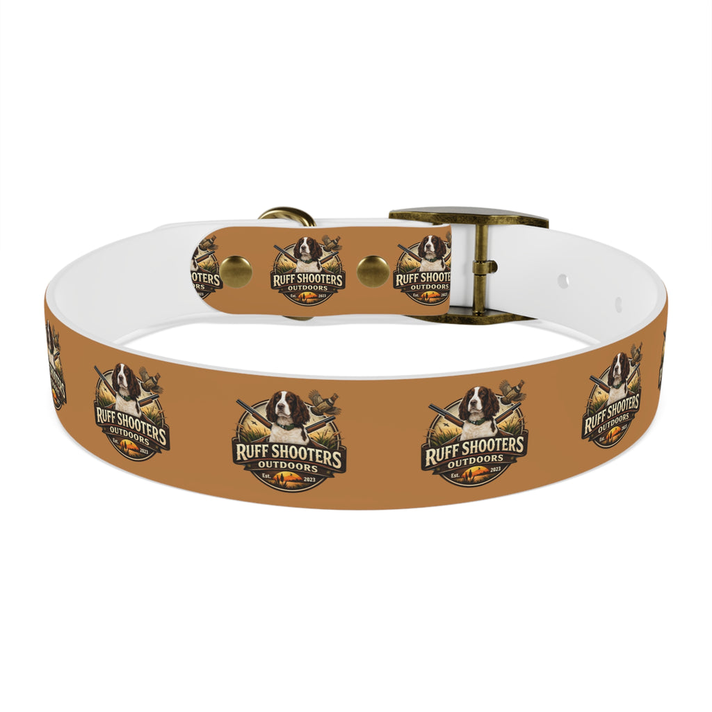 Ruff Shooters Grouse Logo Dog Collar —Tan Outdoor Adventure Pet Collar
