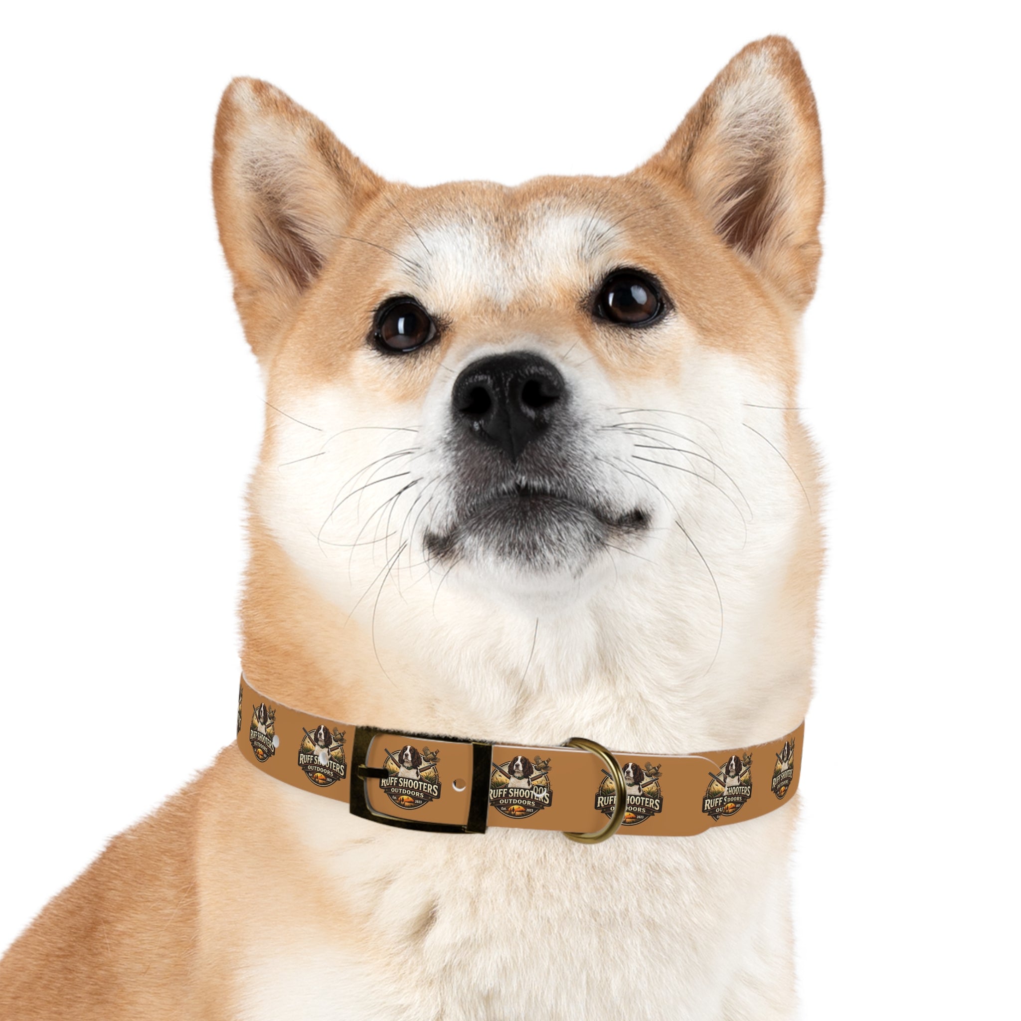 Ruff Shooters Grouse Logo Dog Collar —Tan Outdoor Adventure Pet Collar