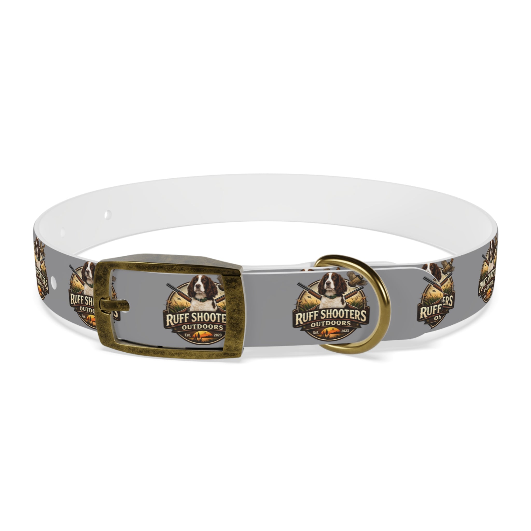 Ruff Shooters Grouse Logo Dog Collar —Grey Outdoor Adventure Pet Collar