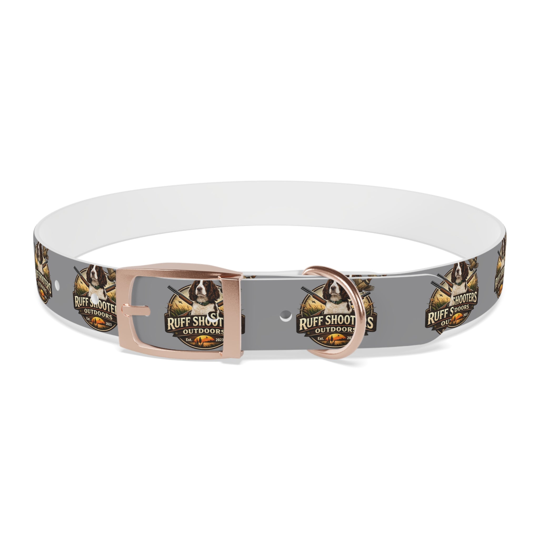 Ruff Shooters Grouse Logo Dog Collar —Grey Outdoor Adventure Pet Collar