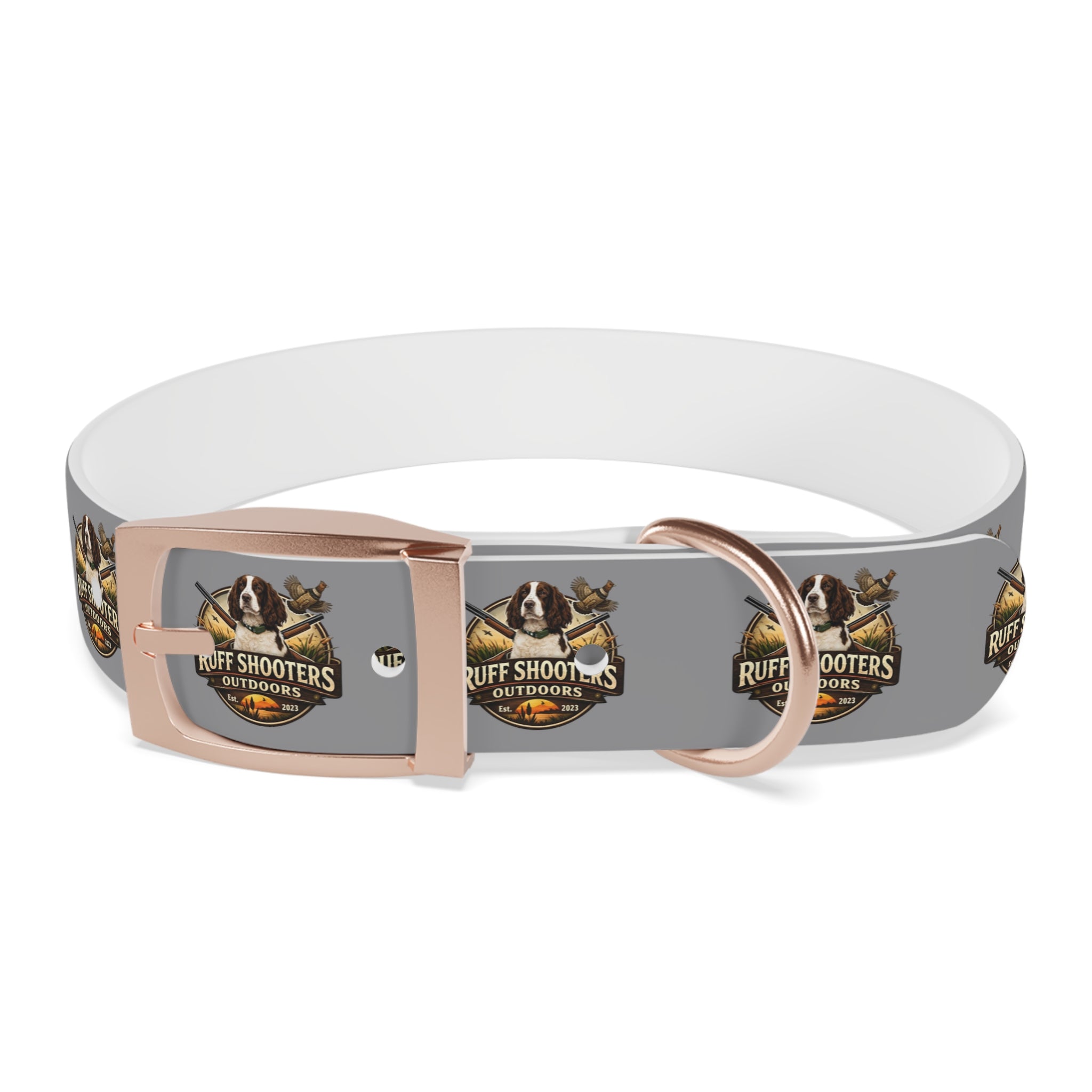 Ruff Shooters Grouse Logo Dog Collar —Grey Outdoor Adventure Pet Collar
