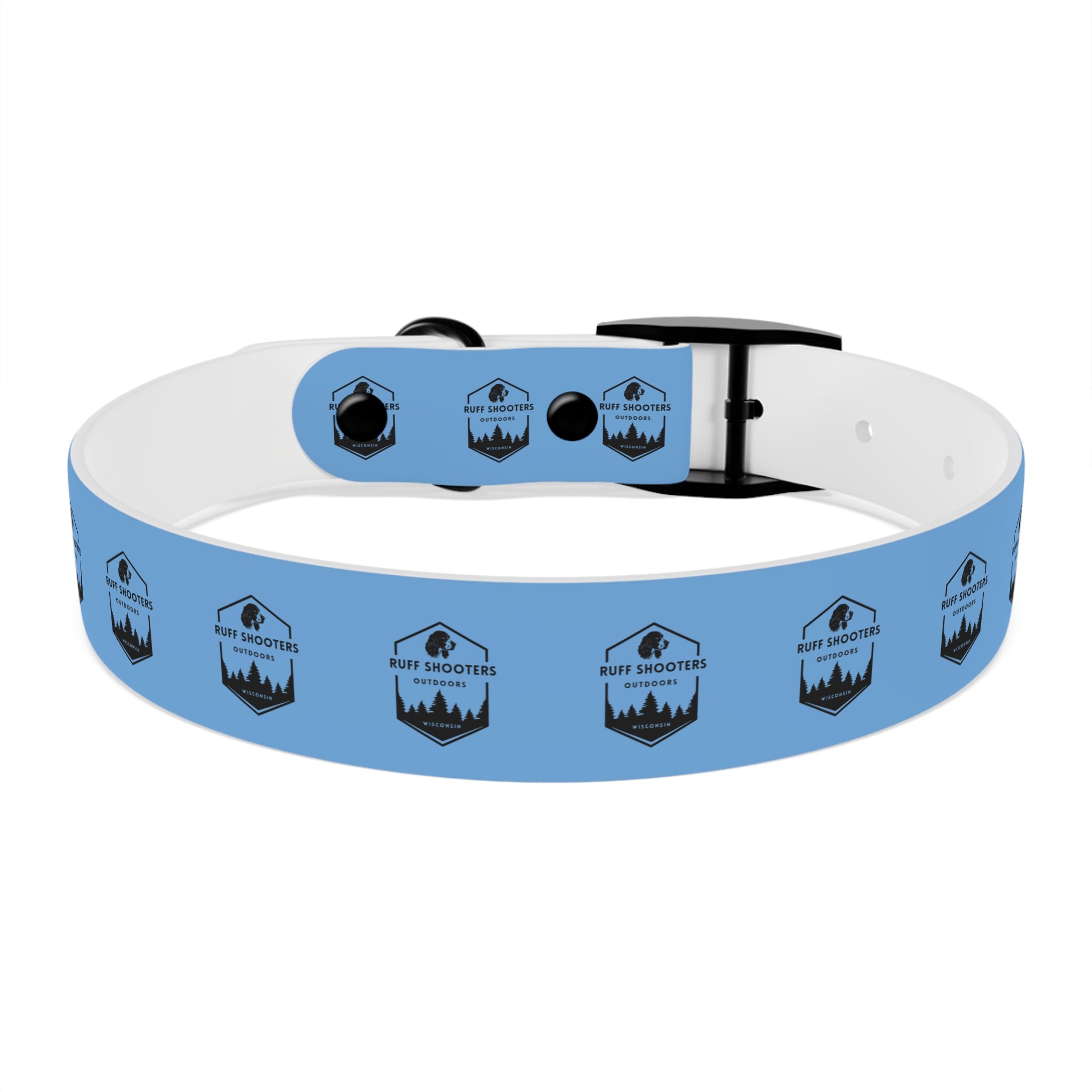 Ruff Shooters Logo Dog Collar — Light Blue Outdoor Adventure Pet Collar