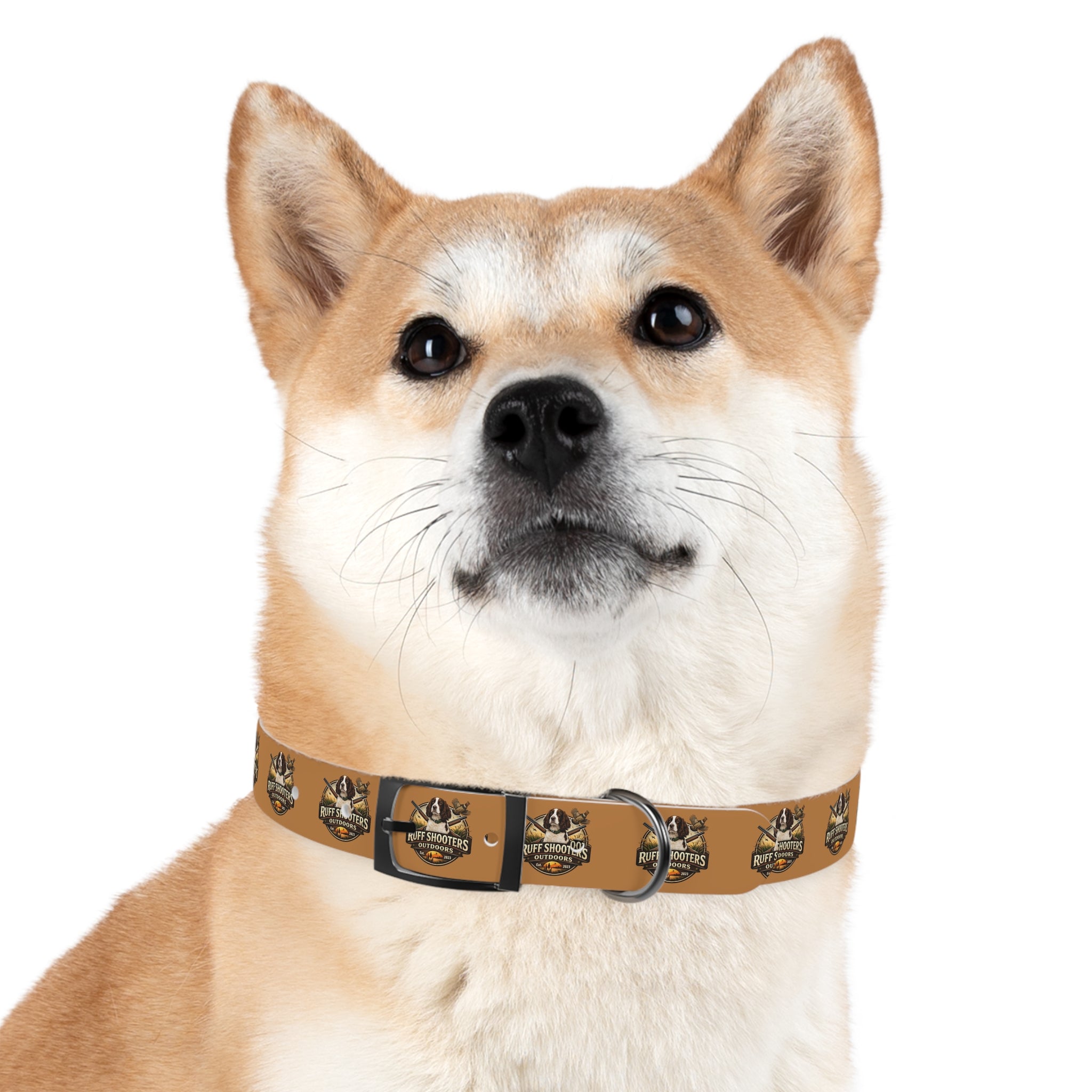 Ruff Shooters Grouse Logo Dog Collar —Tan Outdoor Adventure Pet Collar