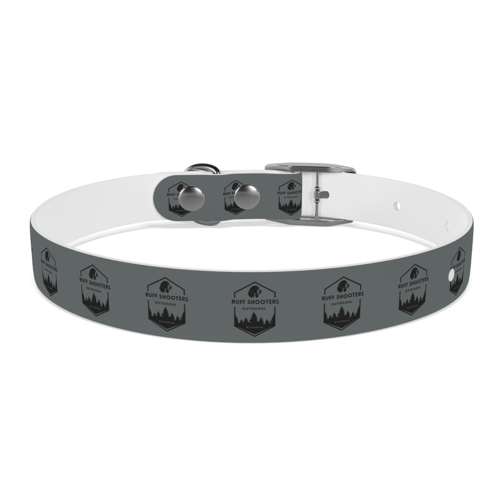 Ruff Shooters Logo Dog Collar — Grey Outdoor Adventure Pet Collar