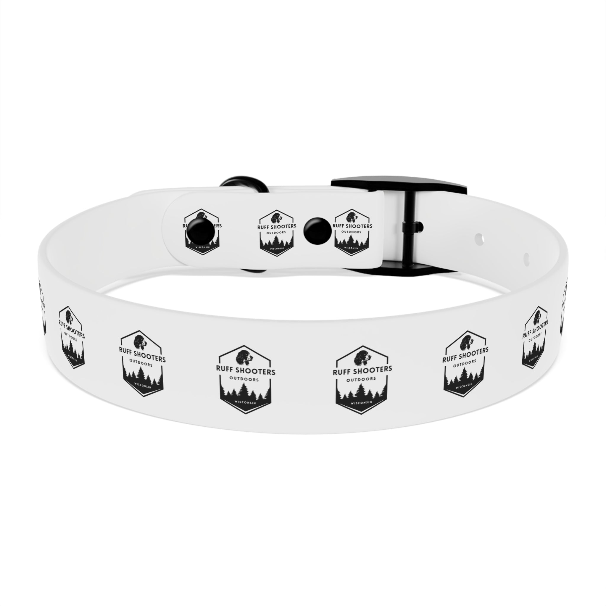Ruff Shooters Logo Dog Collar — White Outdoor Adventure Pet Collar