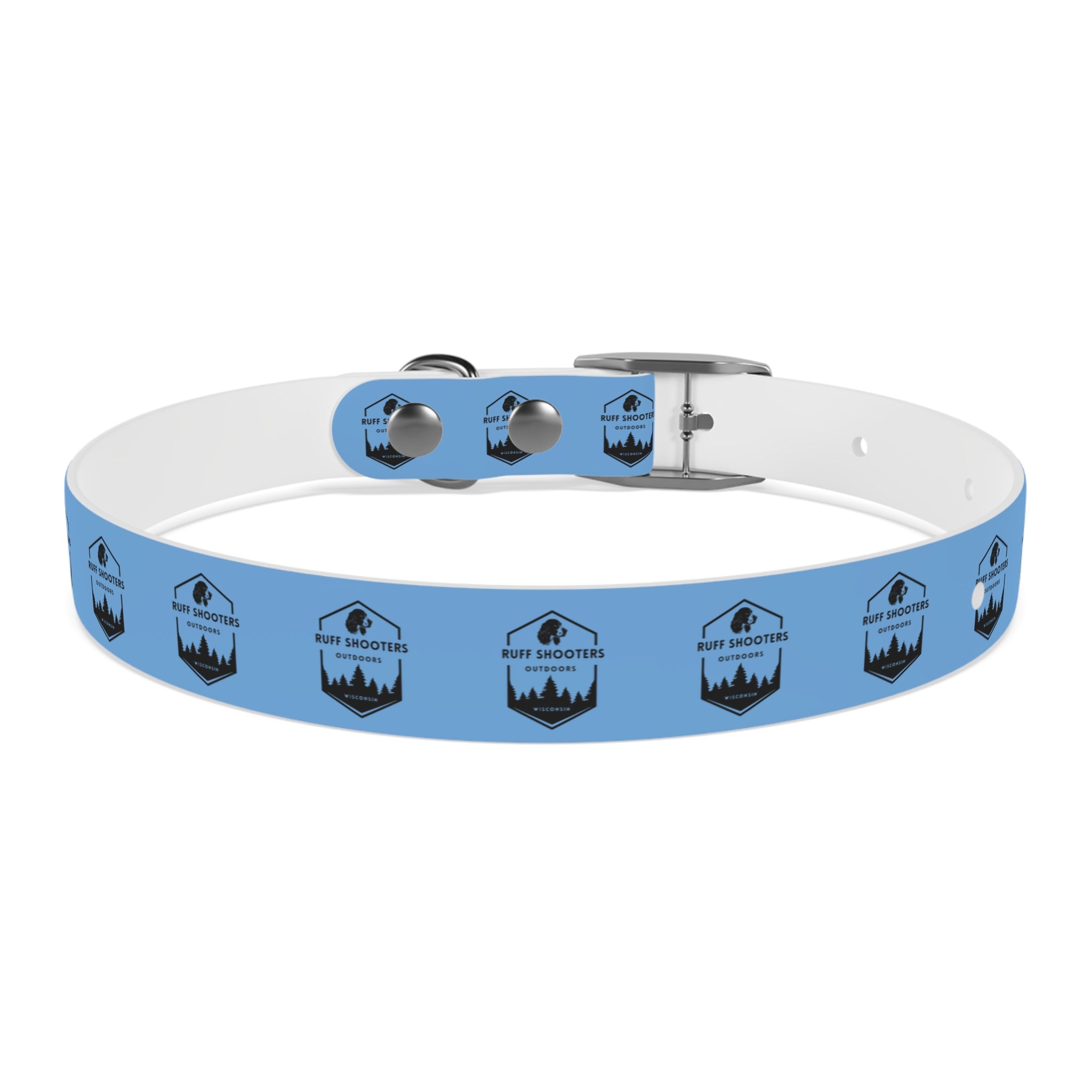 Ruff Shooters Logo Dog Collar — Light Blue Outdoor Adventure Pet Collar