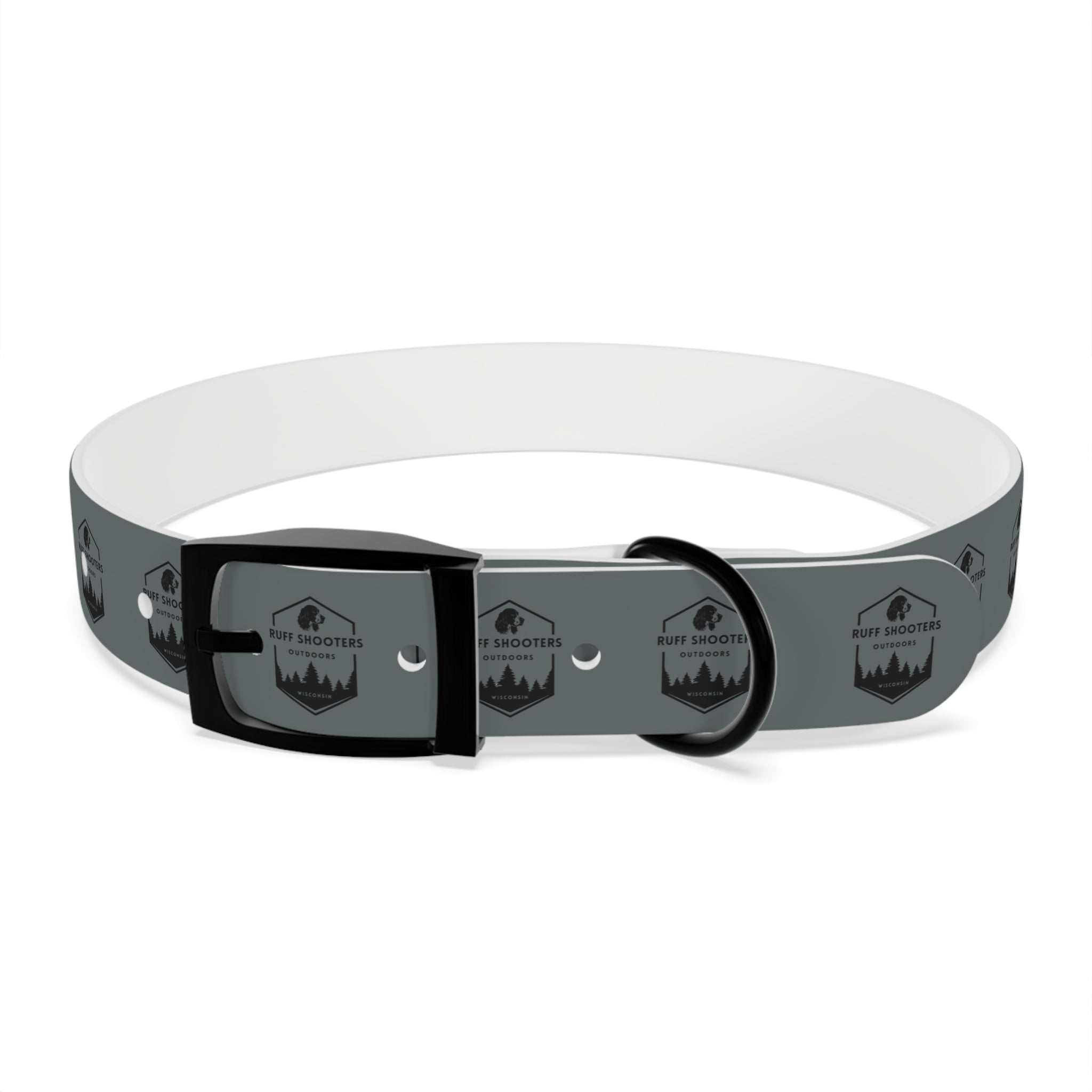 Ruff Shooters Logo Dog Collar — Grey Outdoor Adventure Pet Collar