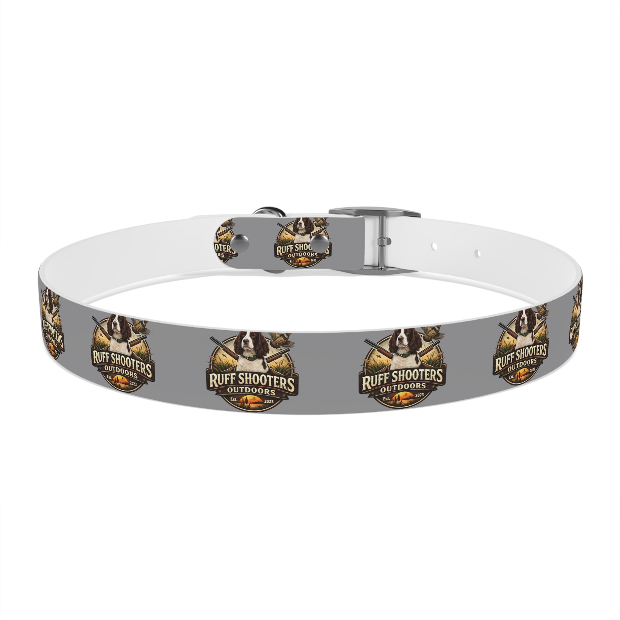 Ruff Shooters Grouse Logo Dog Collar —Grey Outdoor Adventure Pet Collar