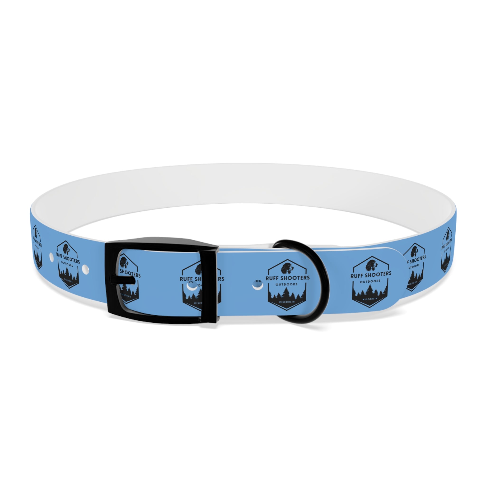 Ruff Shooters Logo Dog Collar — Light Blue Outdoor Adventure Pet Collar