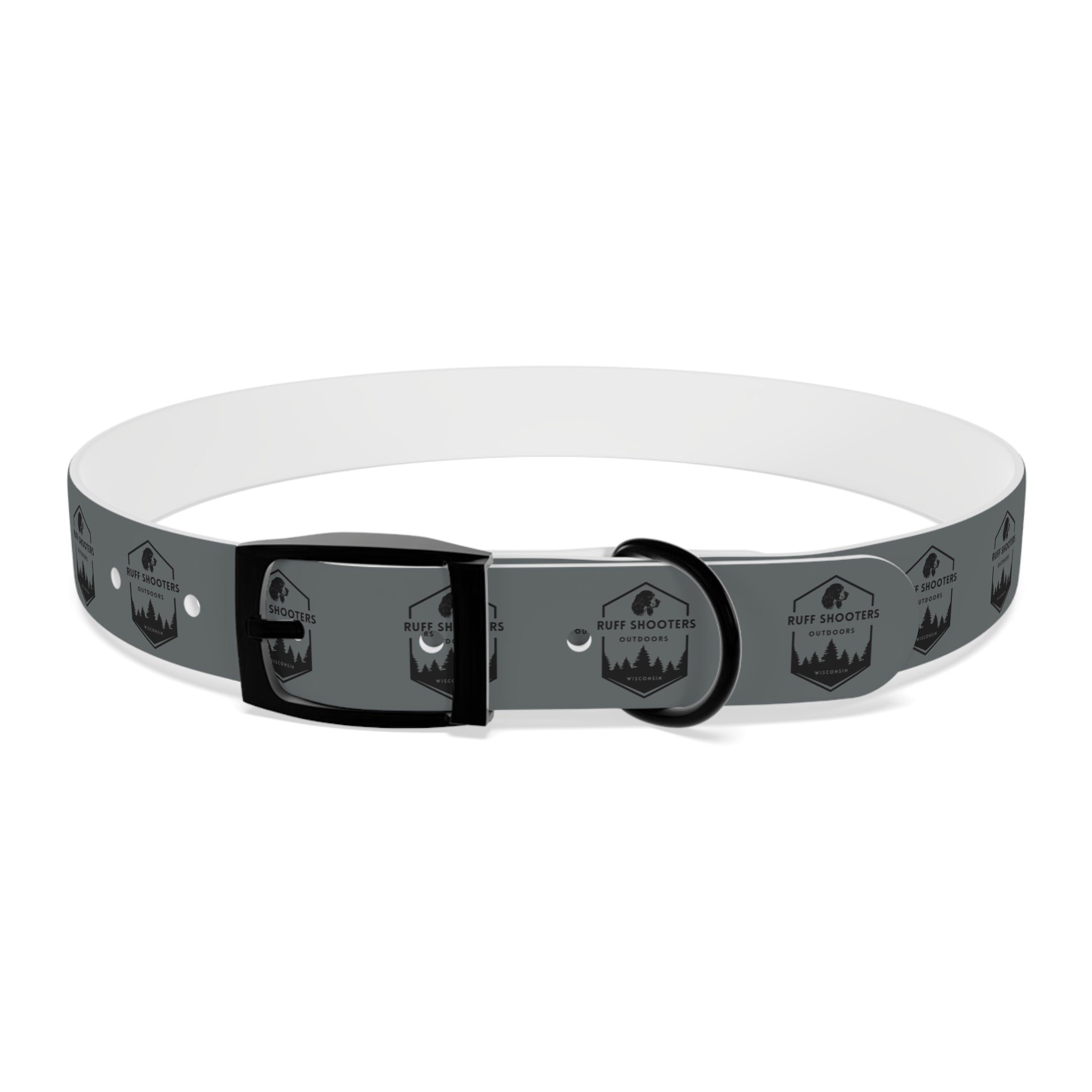 Ruff Shooters Logo Dog Collar — Grey Outdoor Adventure Pet Collar