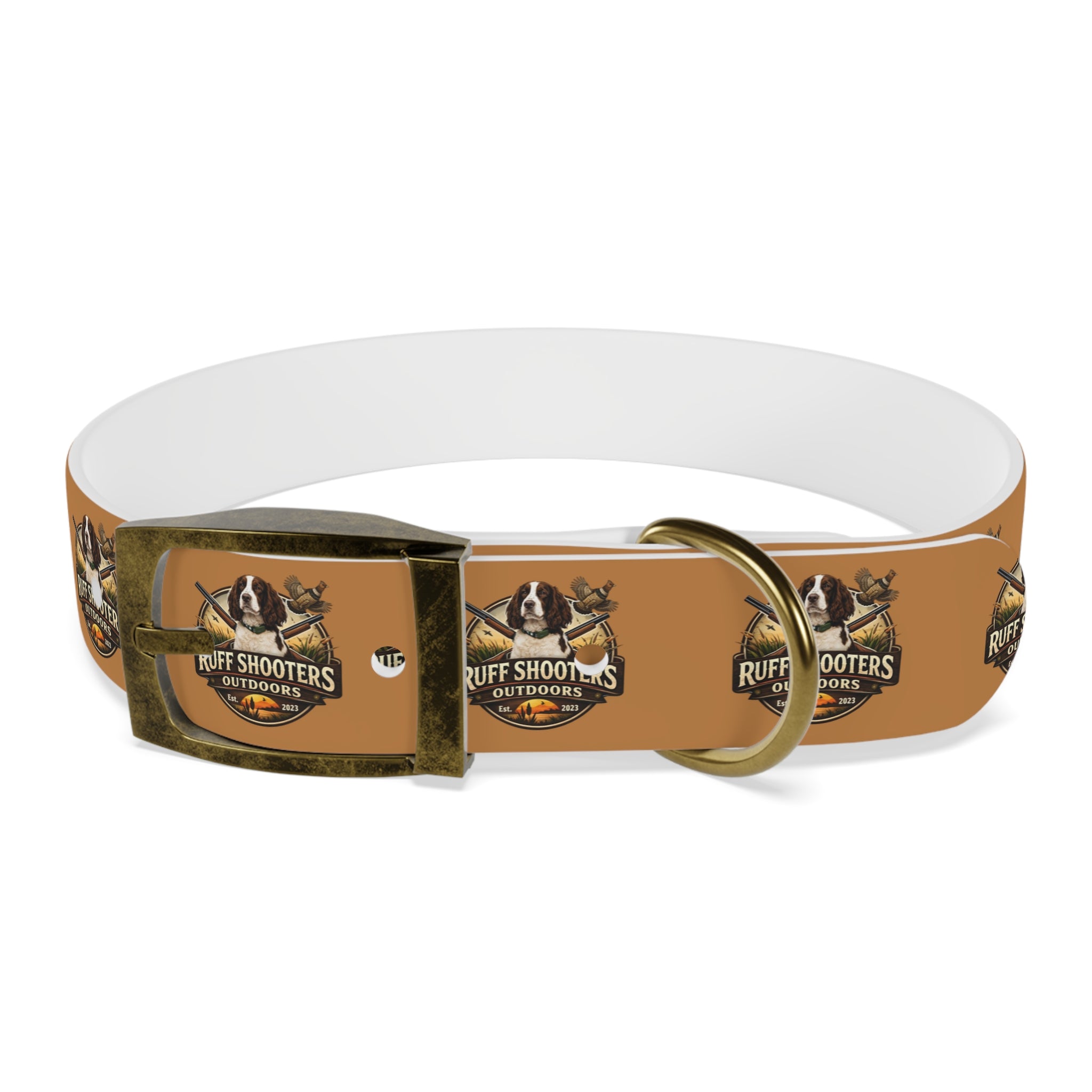 Ruff Shooters Grouse Logo Dog Collar —Tan Outdoor Adventure Pet Collar