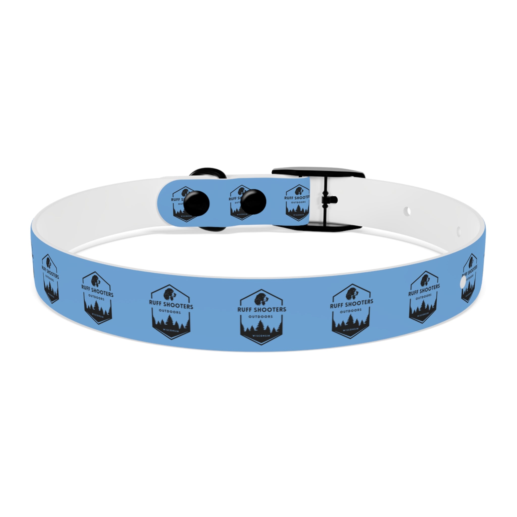 Ruff Shooters Logo Dog Collar — Light Blue Outdoor Adventure Pet Collar