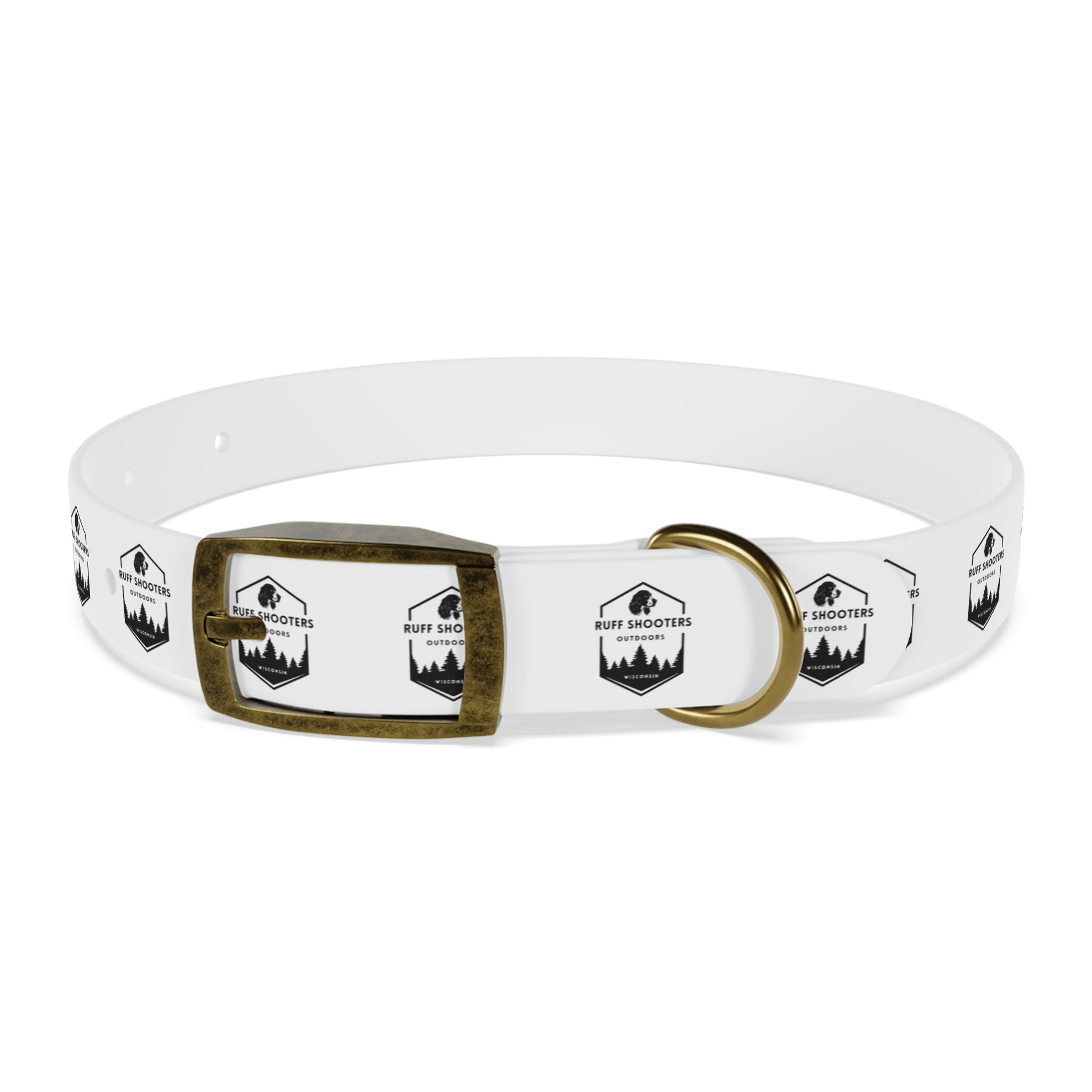 Ruff Shooters Logo Dog Collar — White Outdoor Adventure Pet Collar