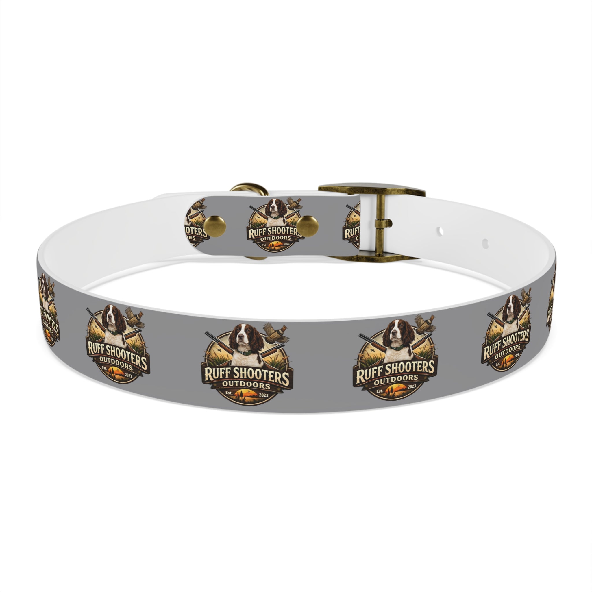 Ruff Shooters Grouse Logo Dog Collar —Grey Outdoor Adventure Pet Collar