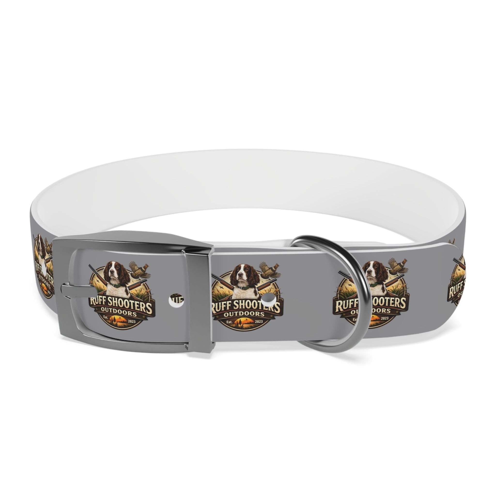 Ruff Shooters Grouse Logo Dog Collar —Grey Outdoor Adventure Pet Collar