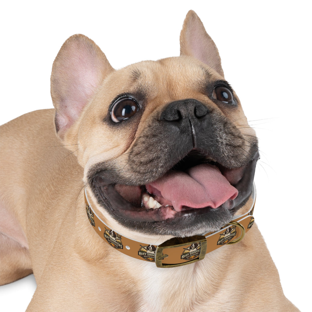 Ruff Shooters Grouse Logo Dog Collar —Tan Outdoor Adventure Pet Collar