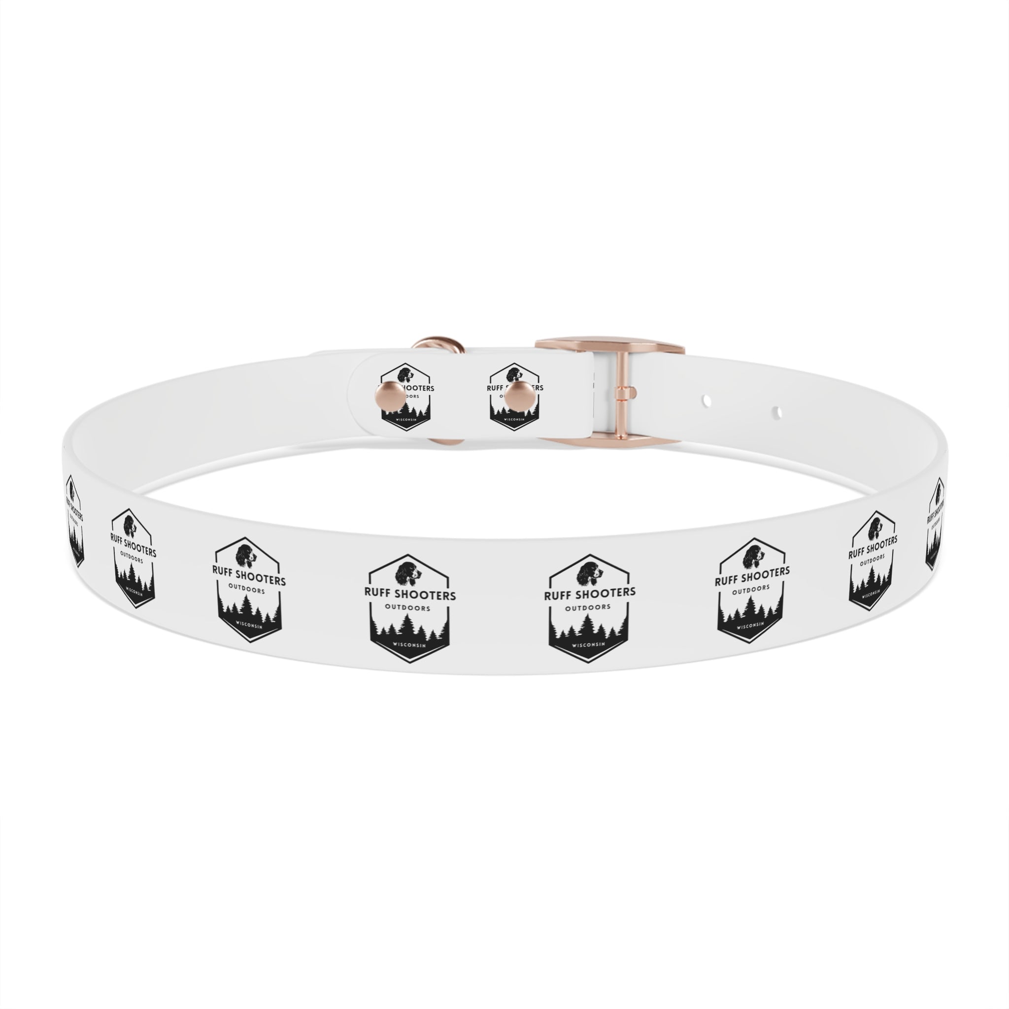 Ruff Shooters Logo Dog Collar — White Outdoor Adventure Pet Collar